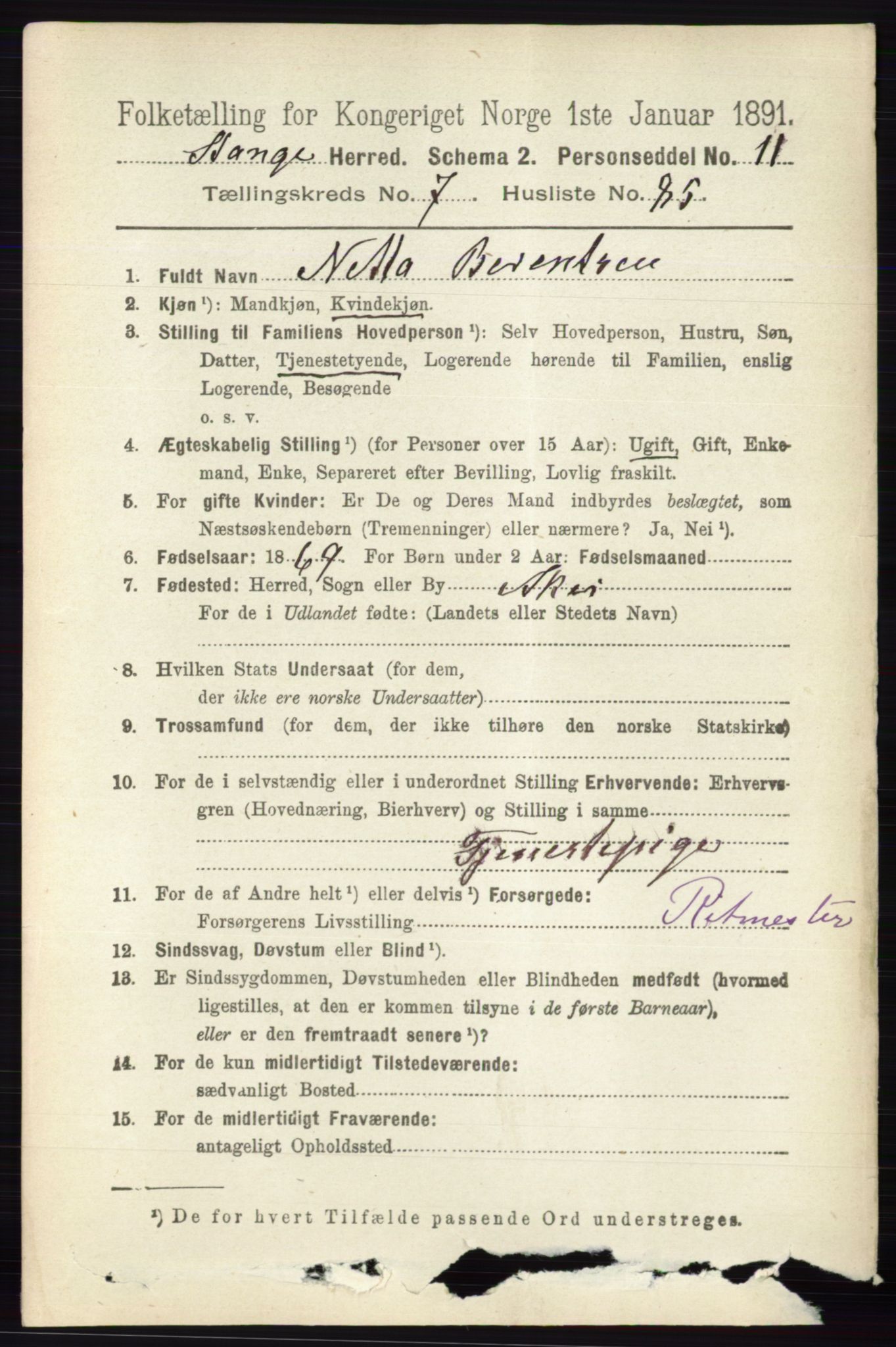 RA, 1891 census for 0417 Stange, 1891, p. 5240