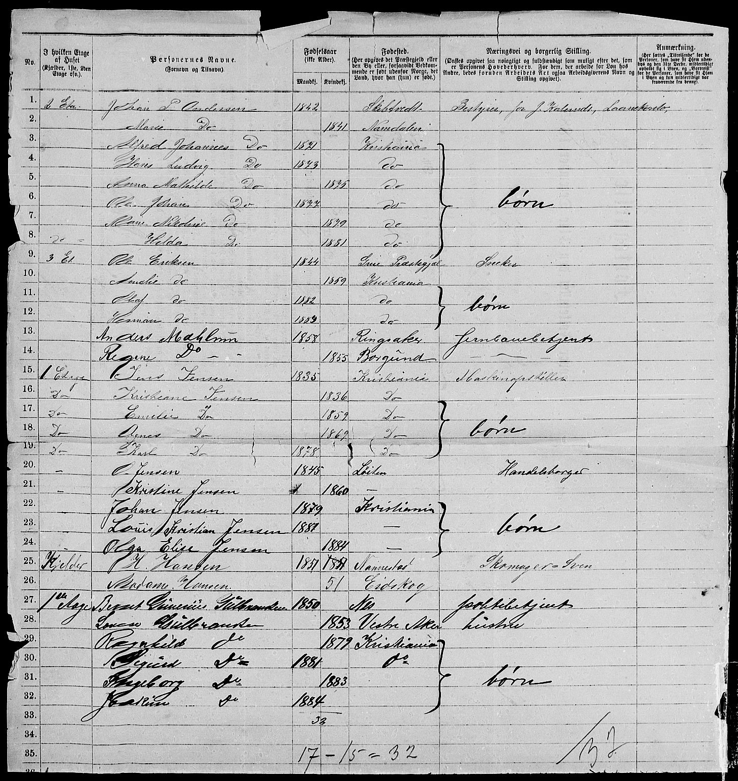 RA, 1885 census for 0301 Kristiania, 1885, p. 4599