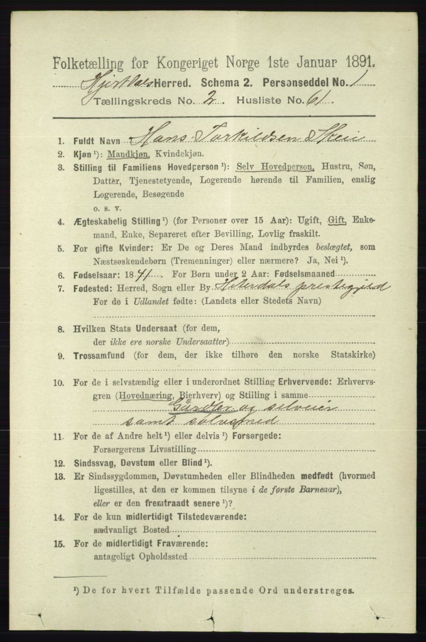 RA, 1891 census for 0827 Hjartdal, 1891, p. 974