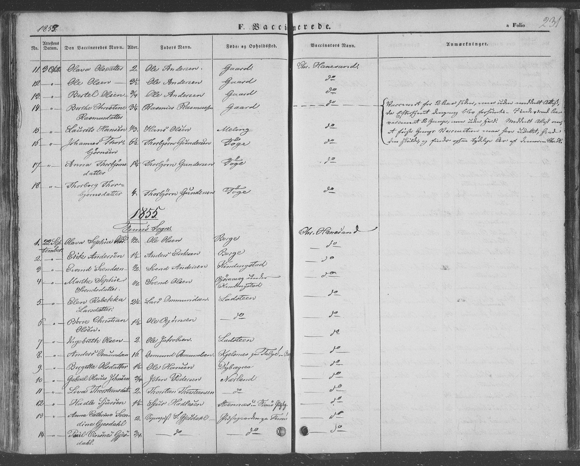Finnøy sokneprestkontor, SAST/A-101825/H/Ha/Haa/L0007: Parish register (official) no. A 7, 1847-1862, p. 231
