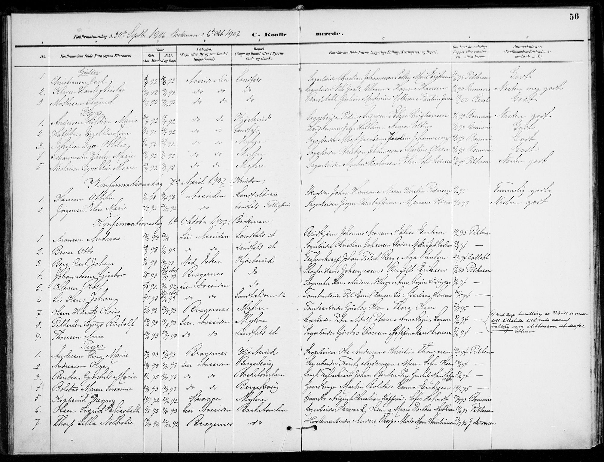 Åssiden kirkebøker, SAKO/A-251/F/Fa/L0002: Parish register (official) no. 2, 1896-1916, p. 56