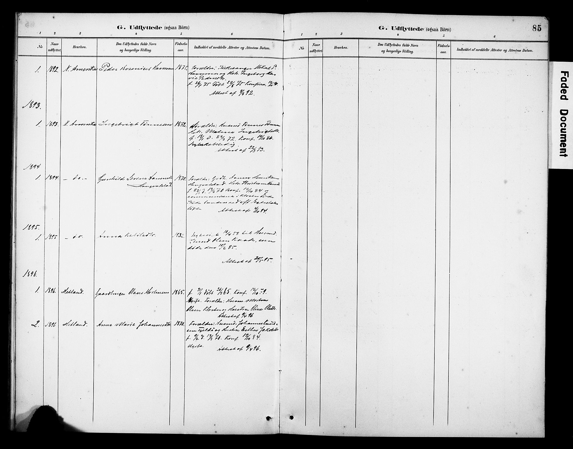 Rennesøy sokneprestkontor, SAST/A -101827/H/Ha/Haa/L0014: Parish register (official) no. A 14, 1890-1908, p. 85