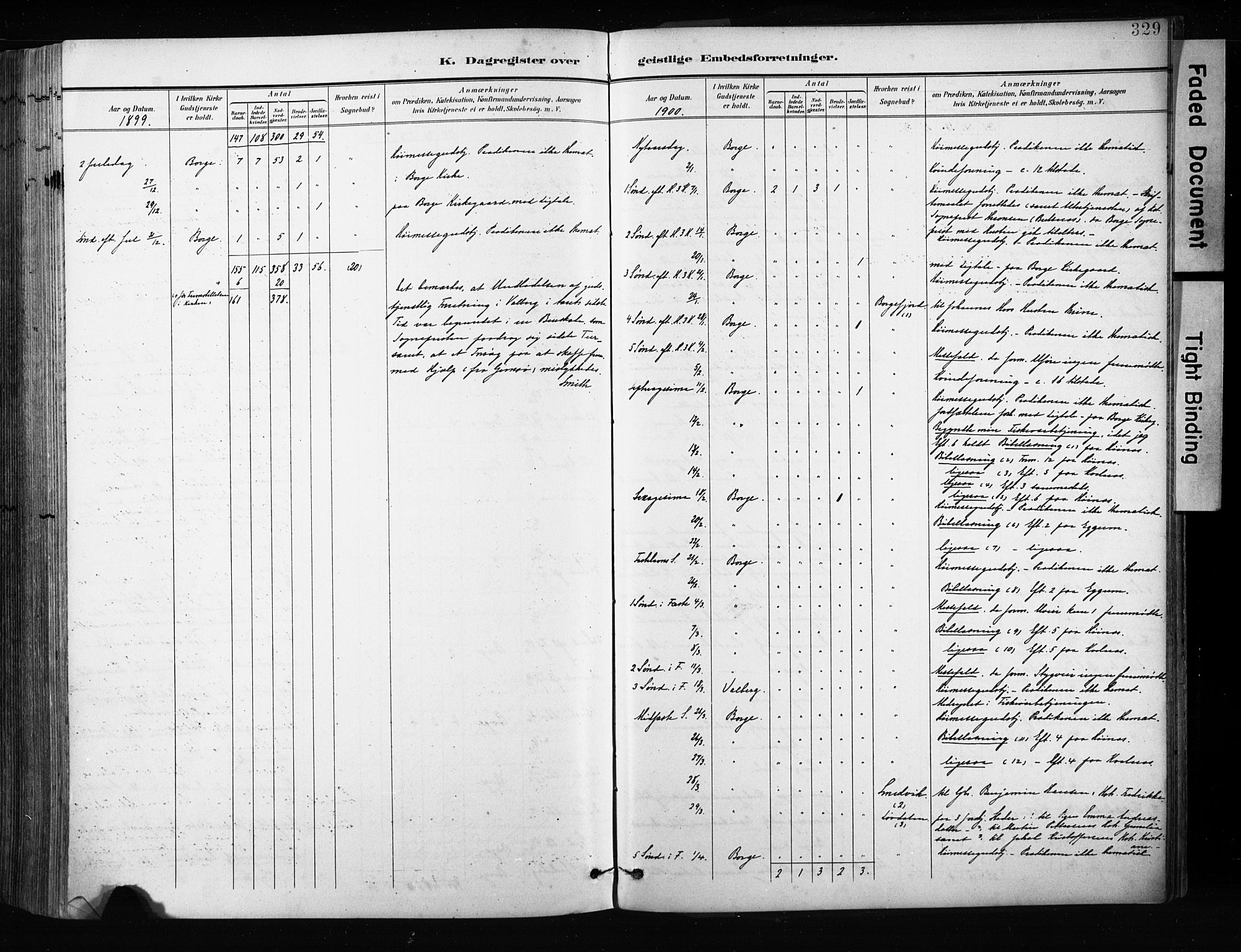 Ministerialprotokoller, klokkerbøker og fødselsregistre - Nordland, AV/SAT-A-1459/880/L1134: Parish register (official) no. 880A08, 1899-1908, p. 329