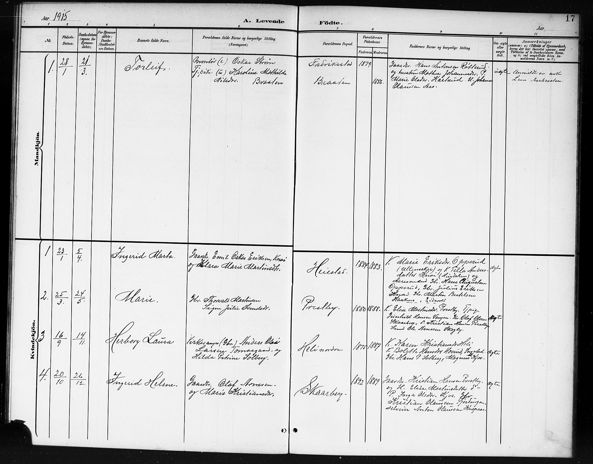 Spydeberg prestekontor Kirkebøker, AV/SAO-A-10924/G/Gc/L0001: Parish register (copy) no. III 1, 1901-1917, p. 17