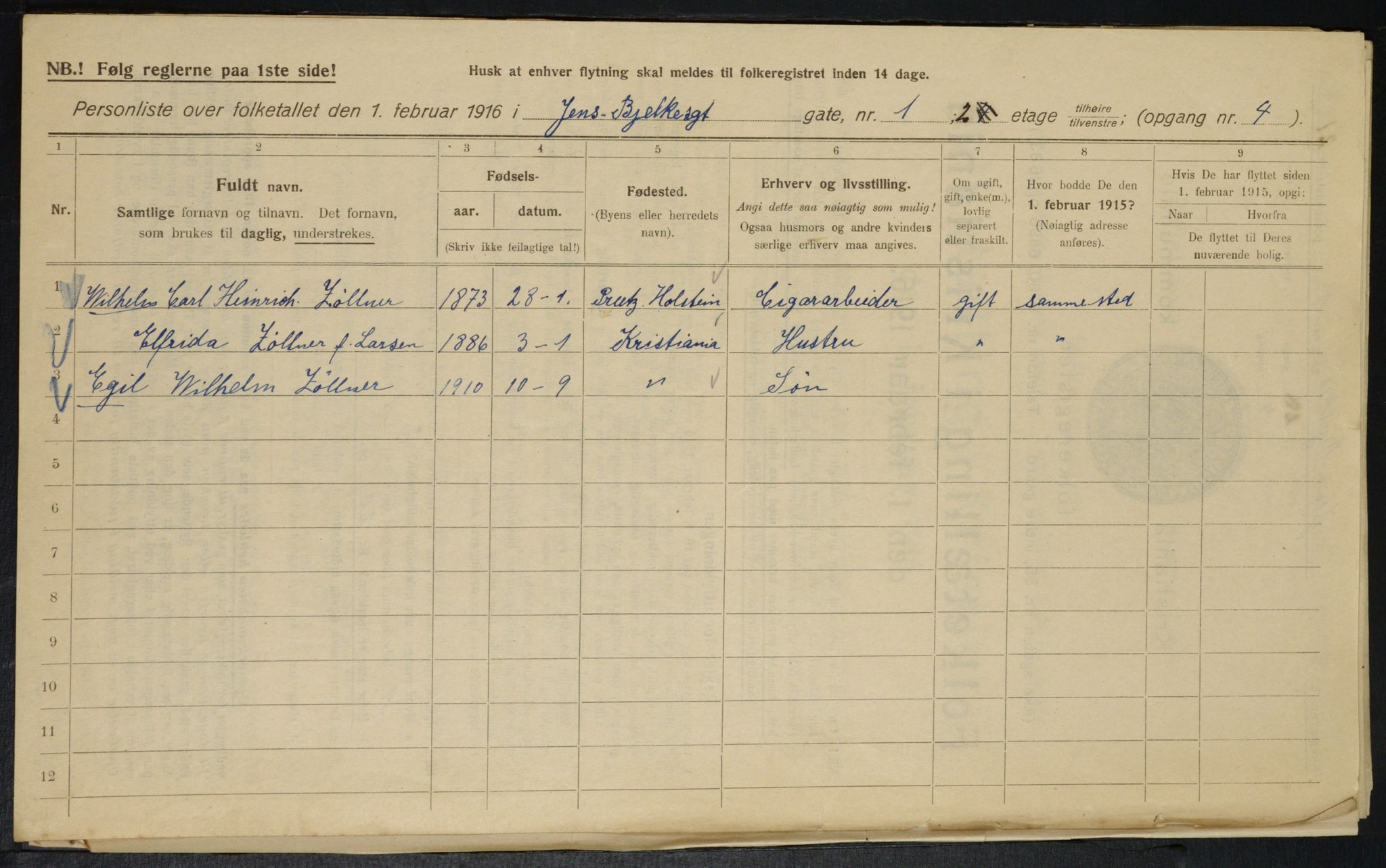 OBA, Municipal Census 1916 for Kristiania, 1916, p. 46547