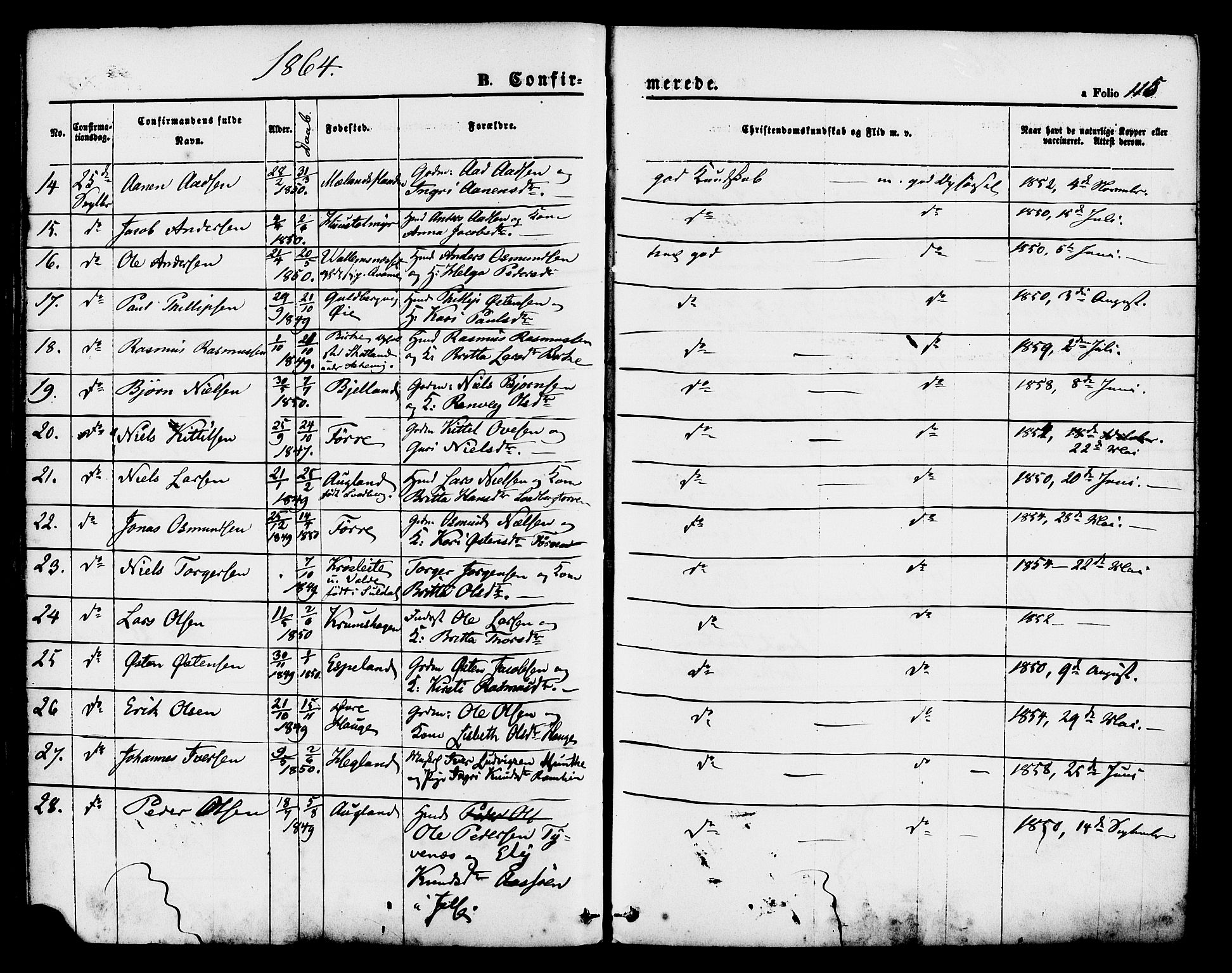 Hjelmeland sokneprestkontor, AV/SAST-A-101843/01/IV/L0011: Parish register (official) no. A 11, 1861-1878, p. 115