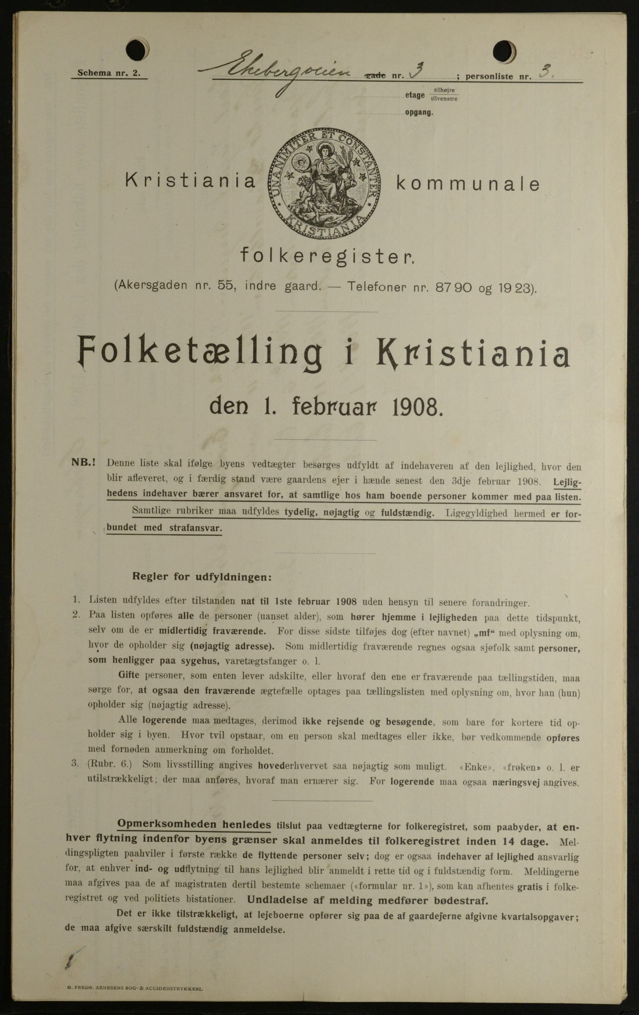OBA, Municipal Census 1908 for Kristiania, 1908, p. 18448