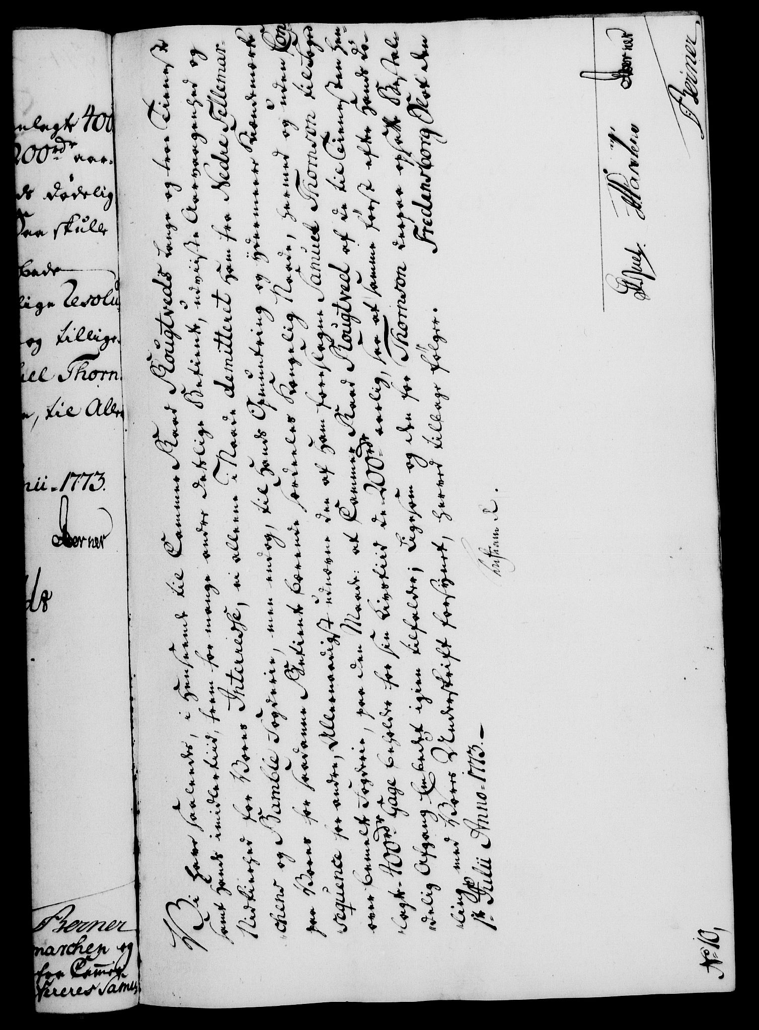 Rentekammeret, Kammerkanselliet, RA/EA-3111/G/Gf/Gfa/L0055: Norsk relasjons- og resolusjonsprotokoll (merket RK 52.55), 1773, p. 177