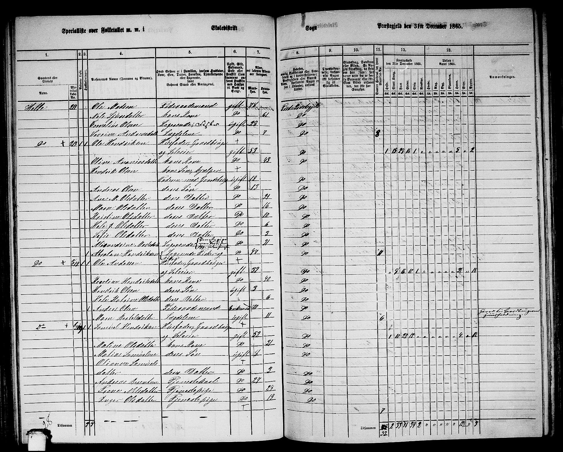 RA, 1865 census for Førde, 1865, p. 165