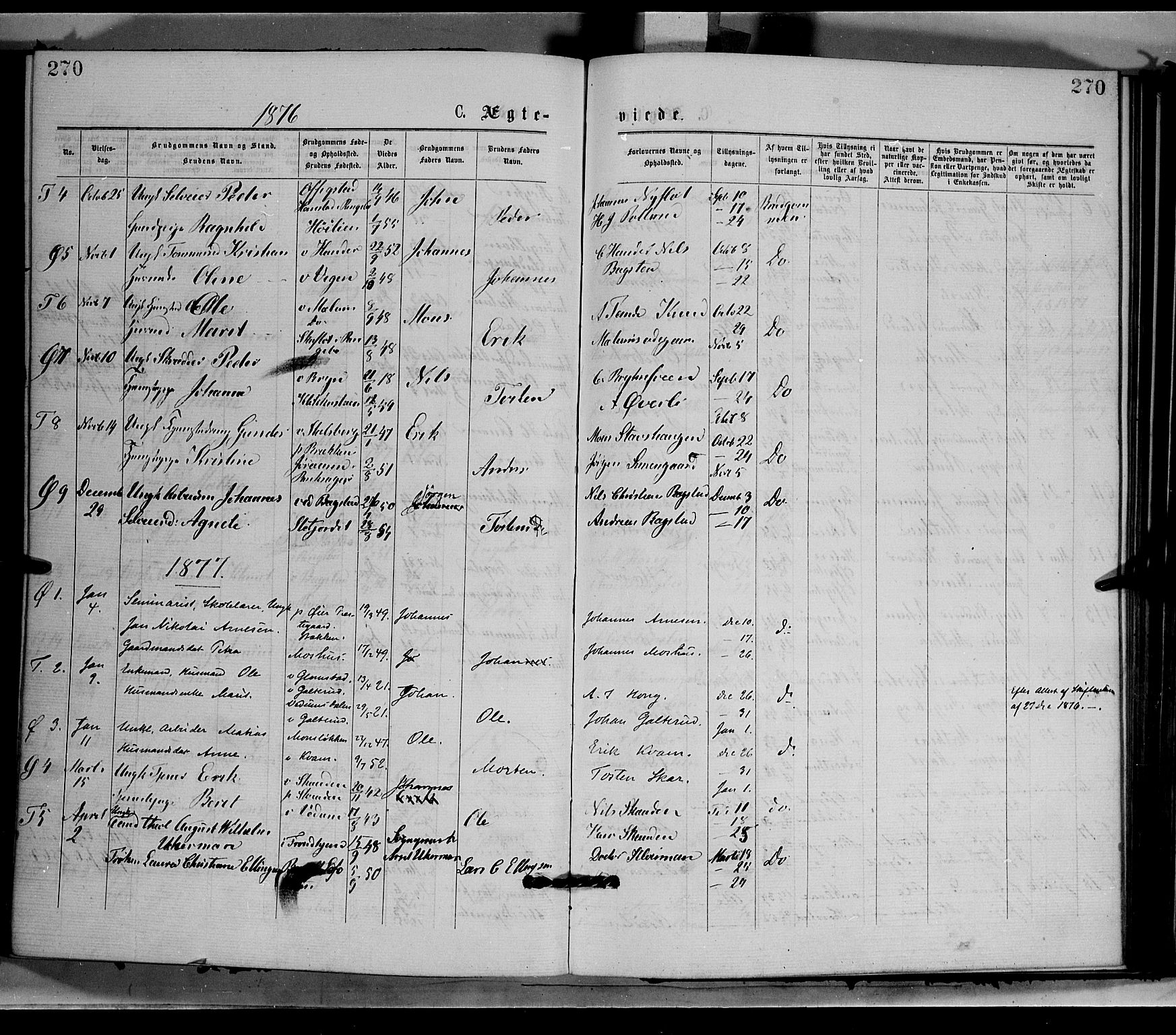 Øyer prestekontor, AV/SAH-PREST-084/H/Ha/Haa/L0007: Parish register (official) no. 7, 1875-1878, p. 270