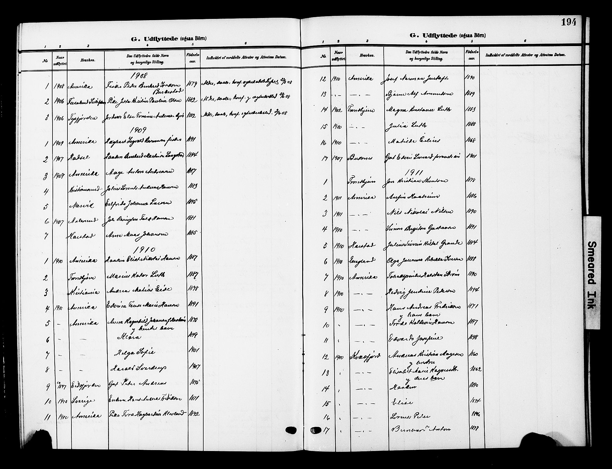 Ministerialprotokoller, klokkerbøker og fødselsregistre - Nordland, AV/SAT-A-1459/893/L1350: Parish register (copy) no. 893C05, 1906-1927, p. 194