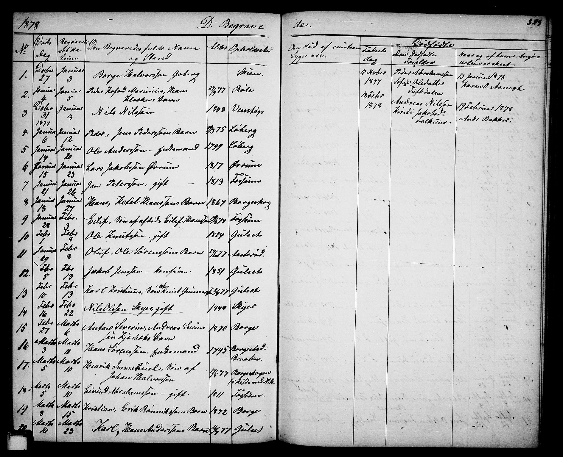 Gjerpen kirkebøker, AV/SAKO-A-265/G/Ga/L0001: Parish register (copy) no. I 1, 1864-1882, p. 329