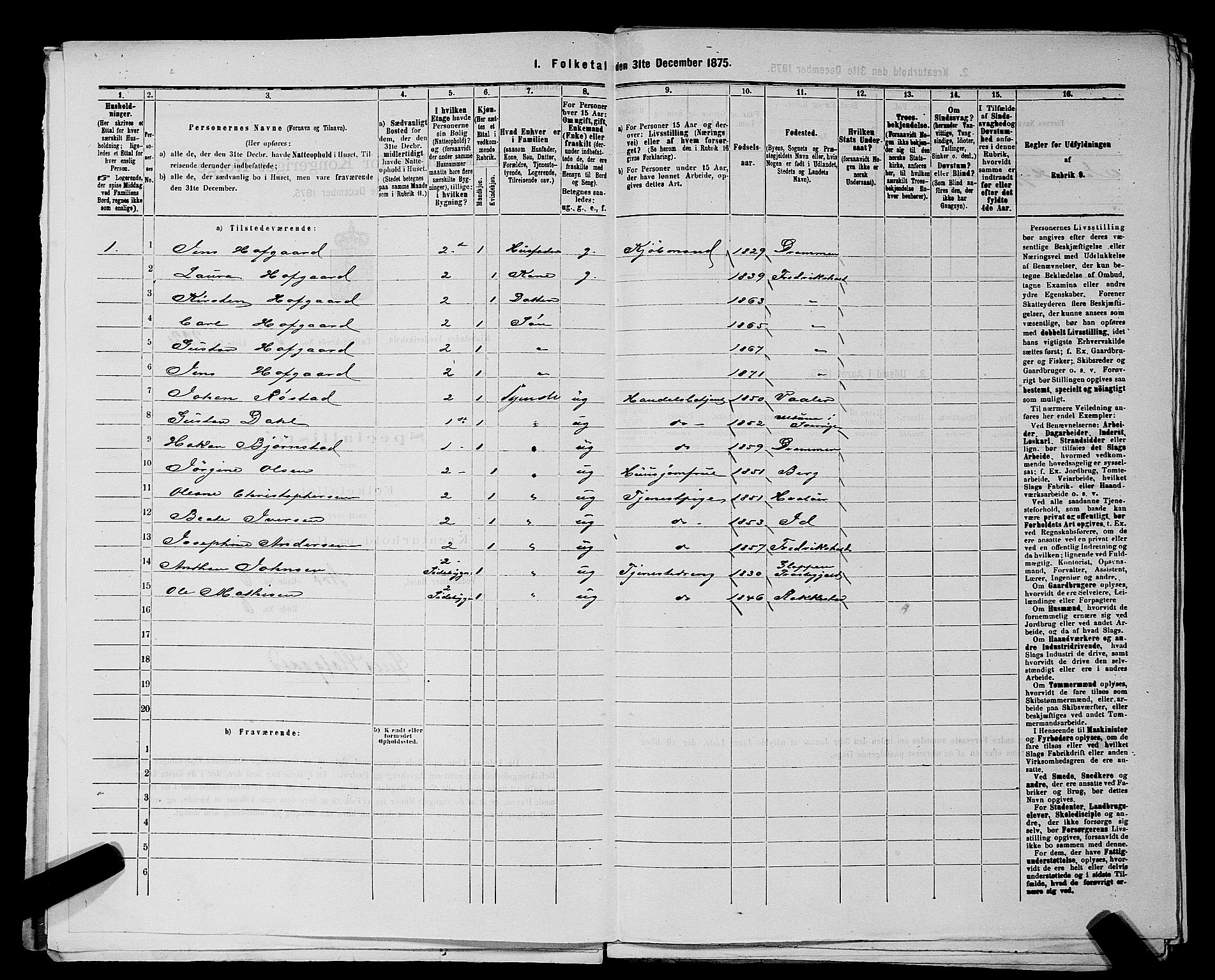 RA, 1875 census for 0101P Fredrikshald, 1875, p. 489