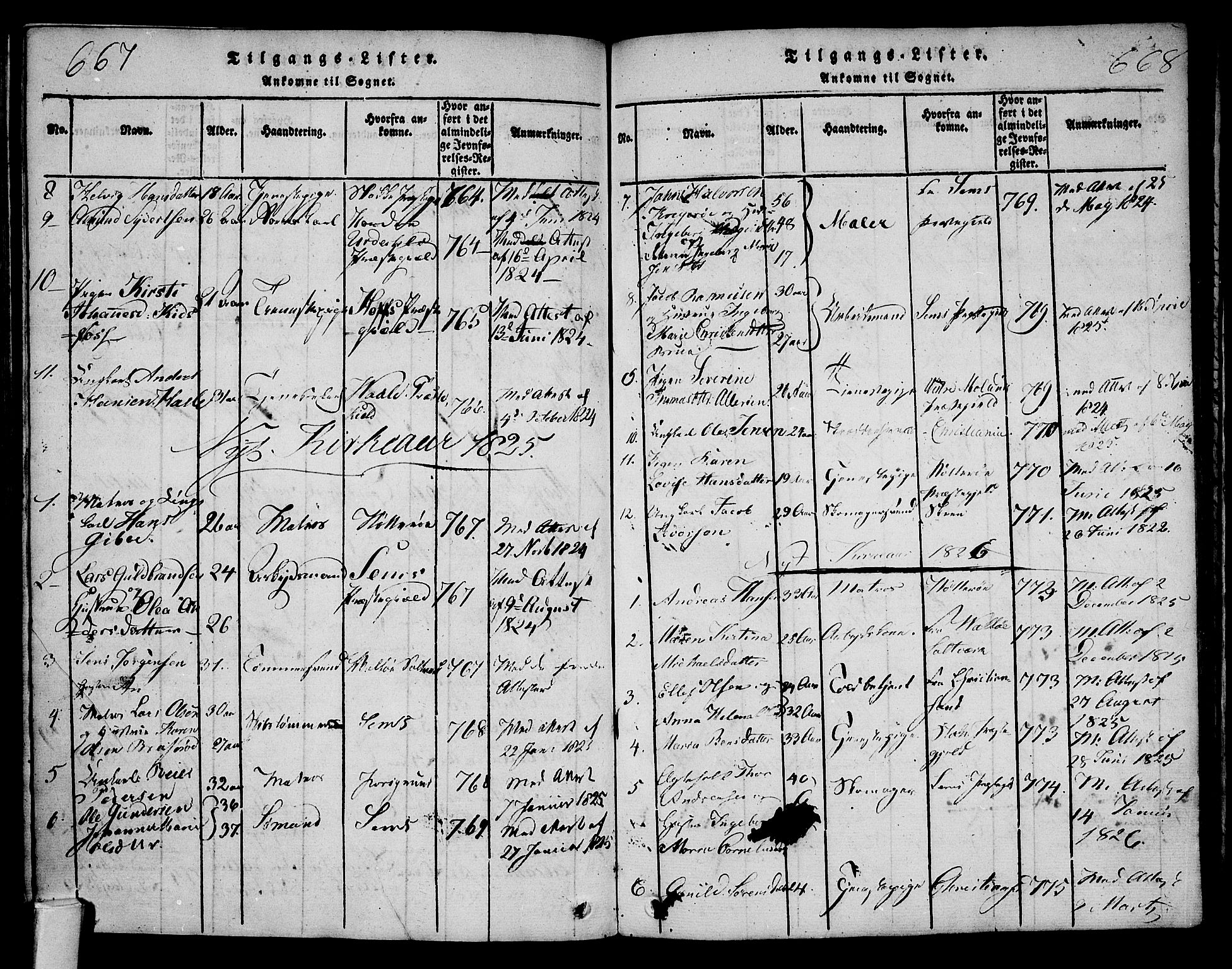 Tønsberg kirkebøker, AV/SAKO-A-330/F/Fa/L0004: Parish register (official) no. I 4, 1813-1826, p. 667-668