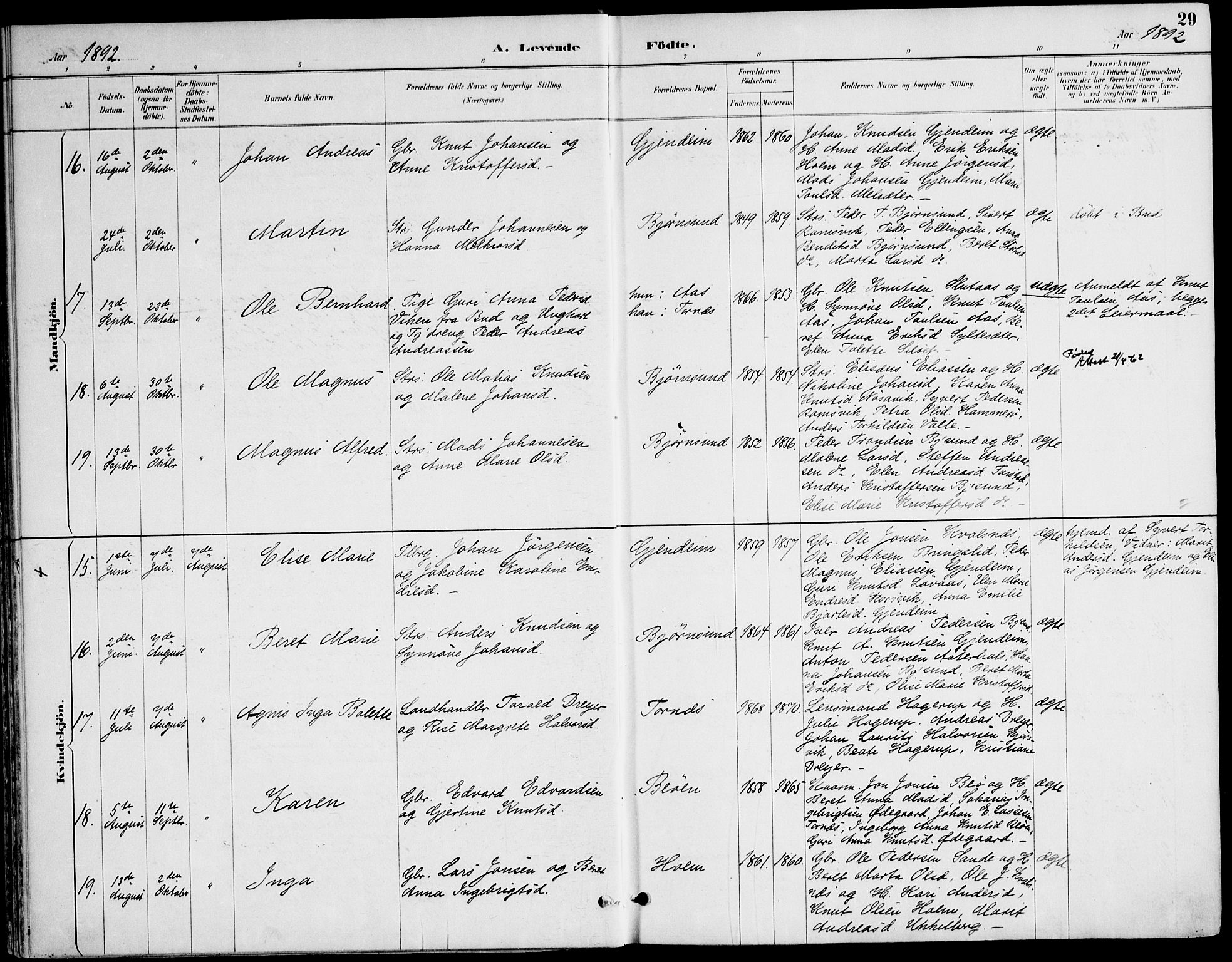 Ministerialprotokoller, klokkerbøker og fødselsregistre - Møre og Romsdal, AV/SAT-A-1454/565/L0750: Parish register (official) no. 565A04, 1887-1905, p. 29