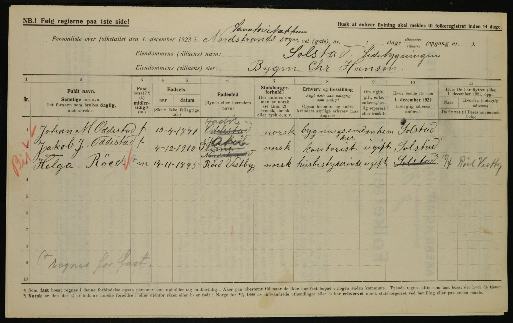 , Municipal Census 1923 for Aker, 1923, p. 44842