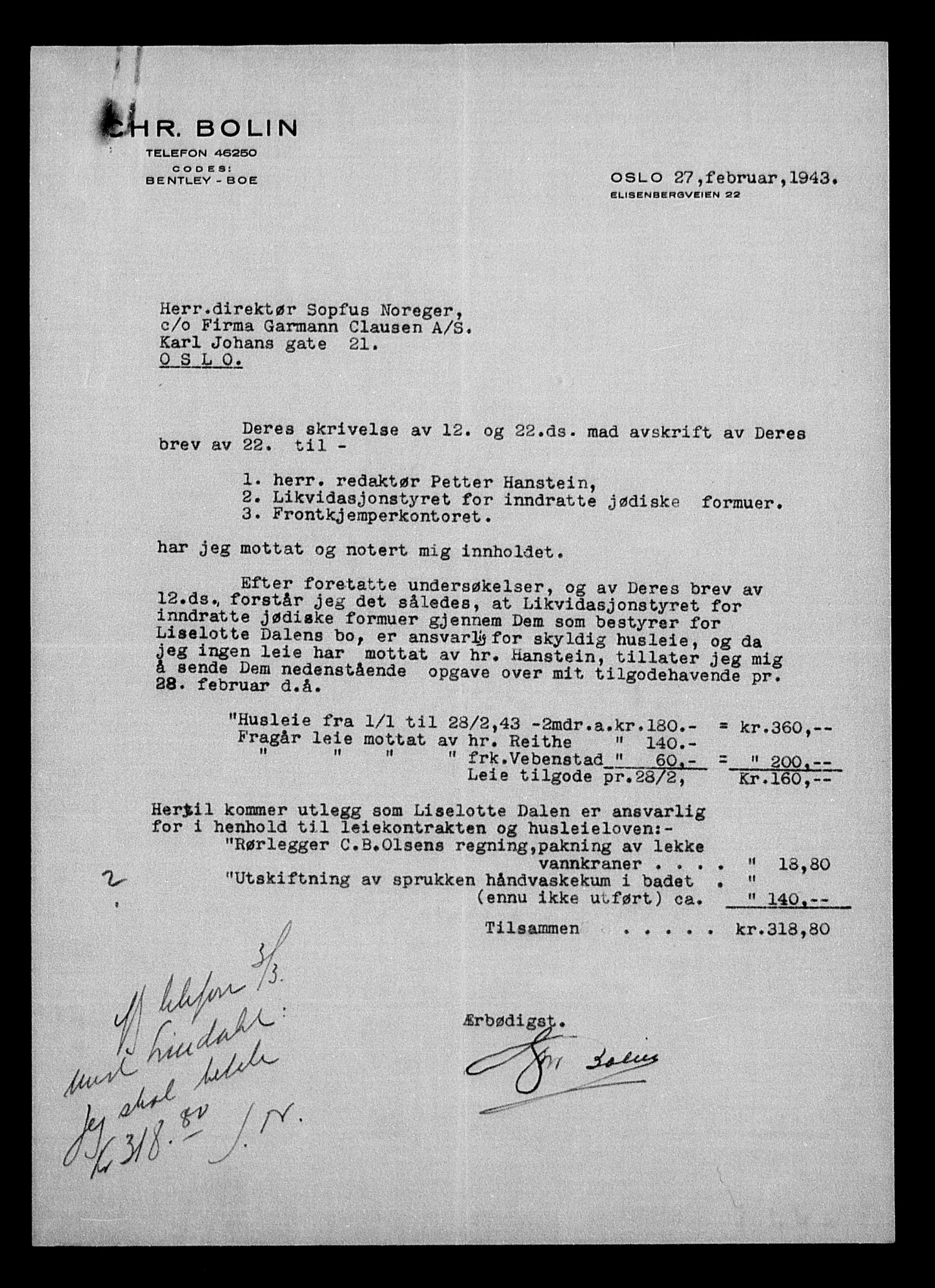 Justisdepartementet, Tilbakeføringskontoret for inndratte formuer, AV/RA-S-1564/H/Hc/Hcc/L0929: --, 1945-1947, p. 319