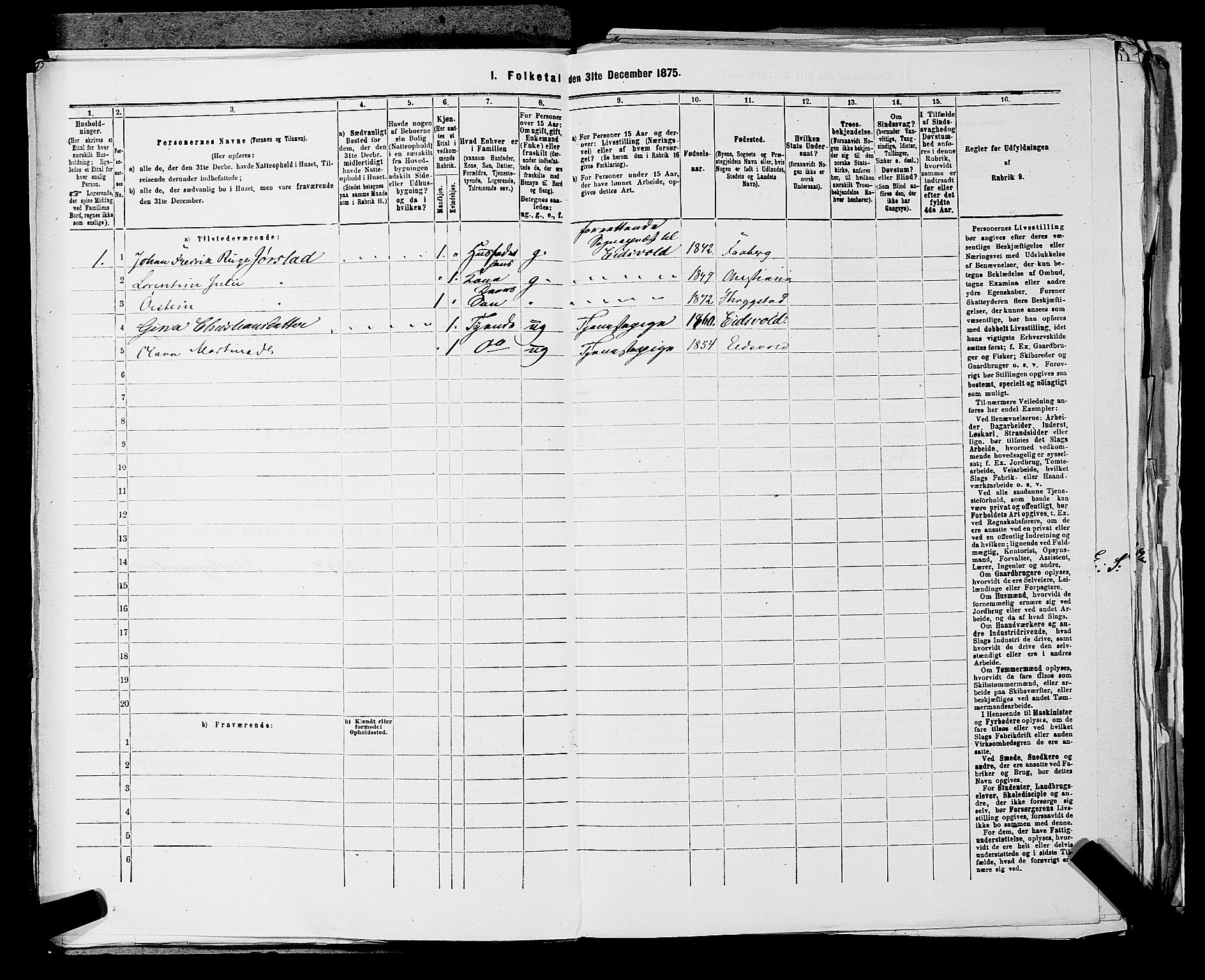 RA, 1875 census for 0237P Eidsvoll, 1875, p. 1376