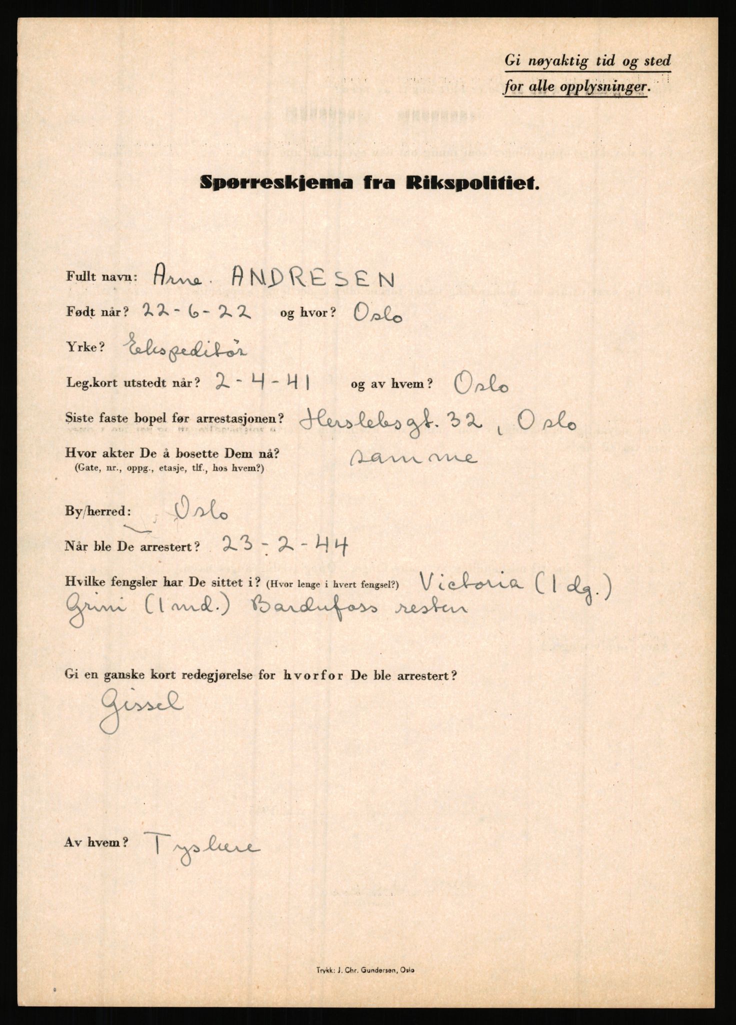 Rikspolitisjefen, AV/RA-S-1560/L/L0001: Abelseth, Rudolf - Berentsen, Odd, 1940-1945, p. 691