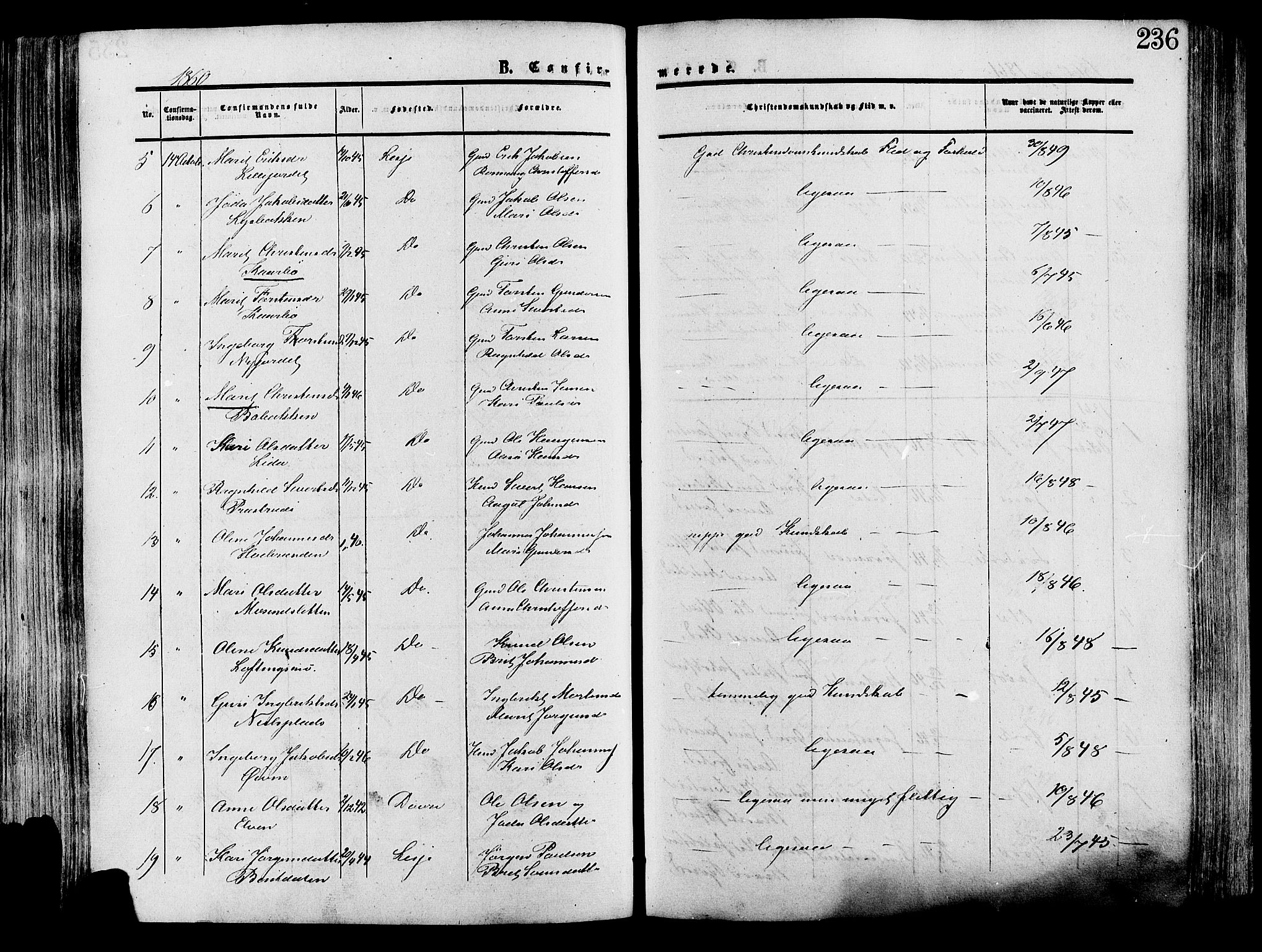 Lesja prestekontor, SAH/PREST-068/H/Ha/Haa/L0008: Parish register (official) no. 8, 1854-1880, p. 236