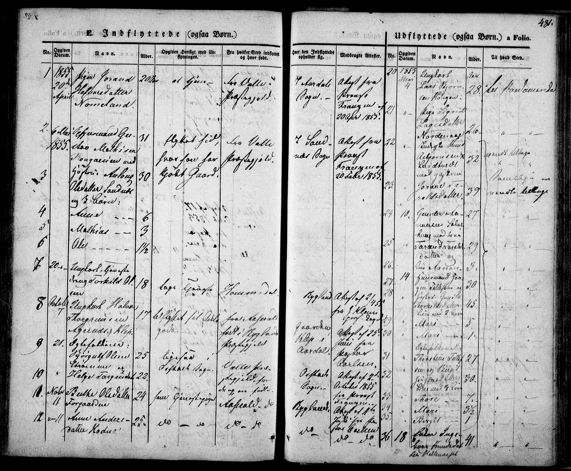 Bygland sokneprestkontor, AV/SAK-1111-0006/F/Fa/Fab/L0004: Parish register (official) no. A 4, 1842-1858, p. 481