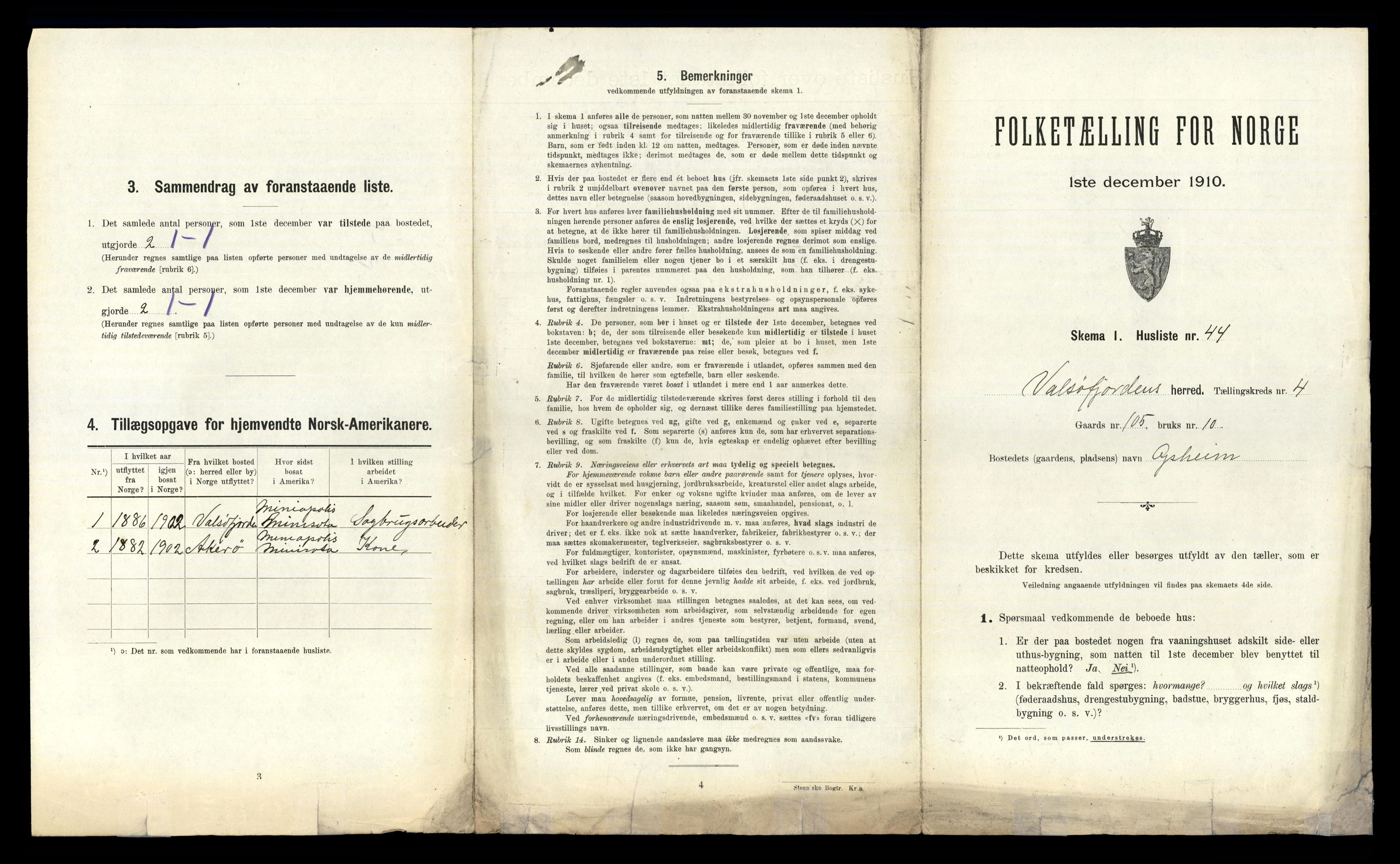 RA, 1910 census for Valsøyfjord, 1910, p. 303