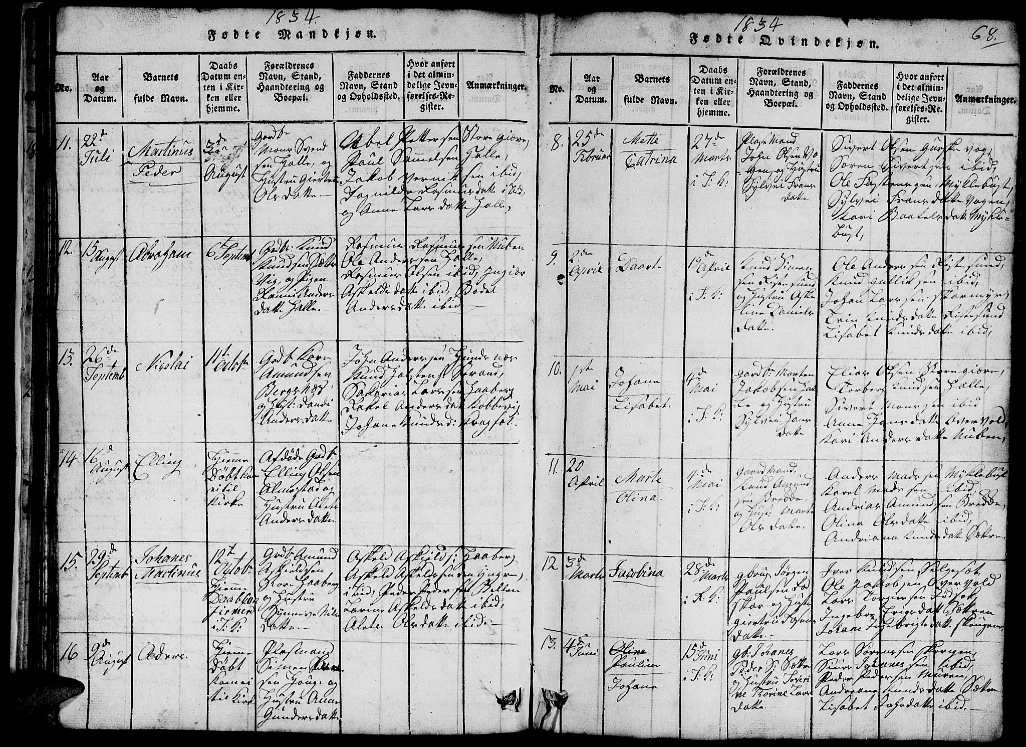 Ministerialprotokoller, klokkerbøker og fødselsregistre - Møre og Romsdal, SAT/A-1454/503/L0046: Parish register (copy) no. 503C01, 1816-1842, p. 68