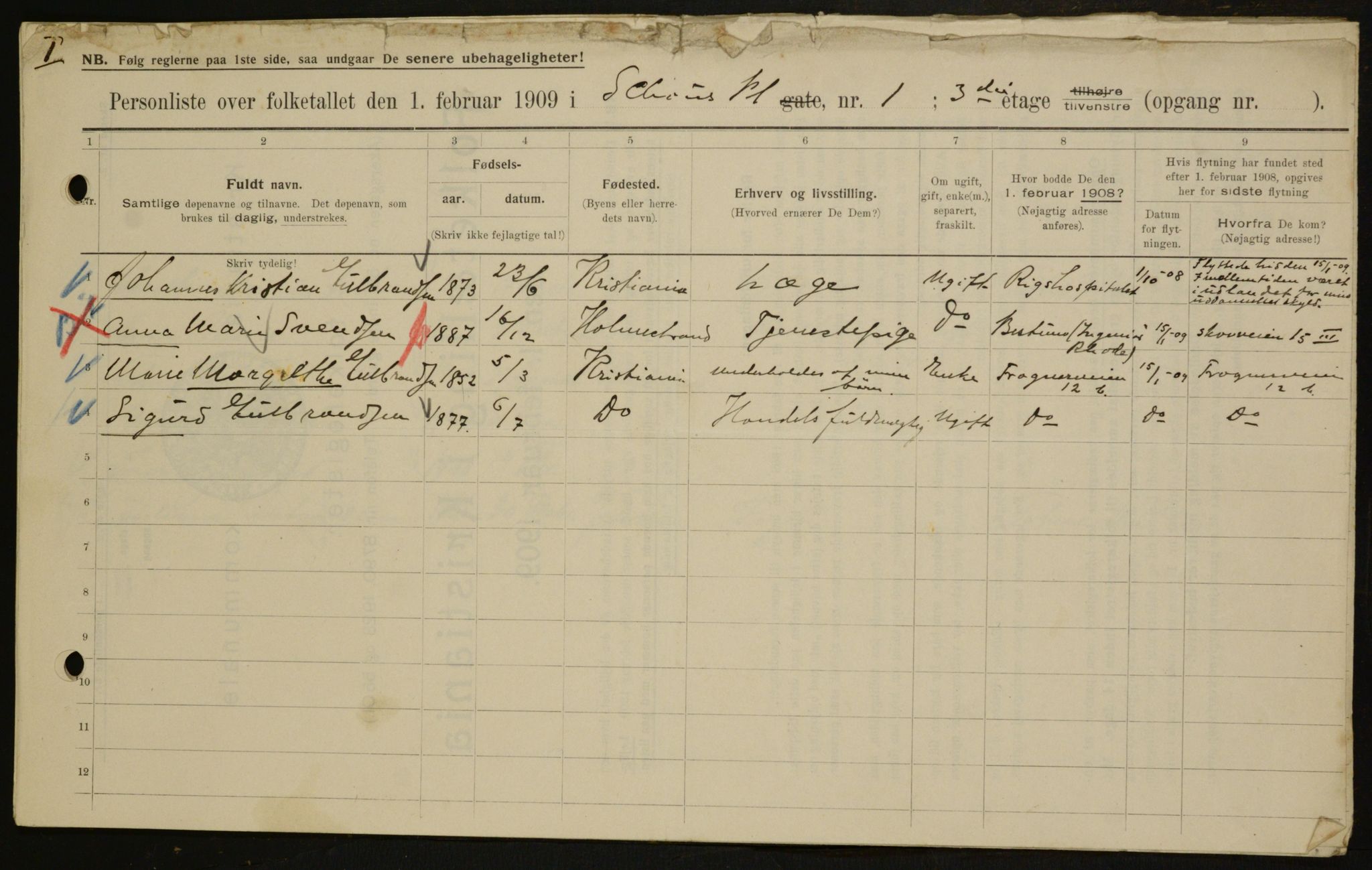 OBA, Municipal Census 1909 for Kristiania, 1909, p. 82049