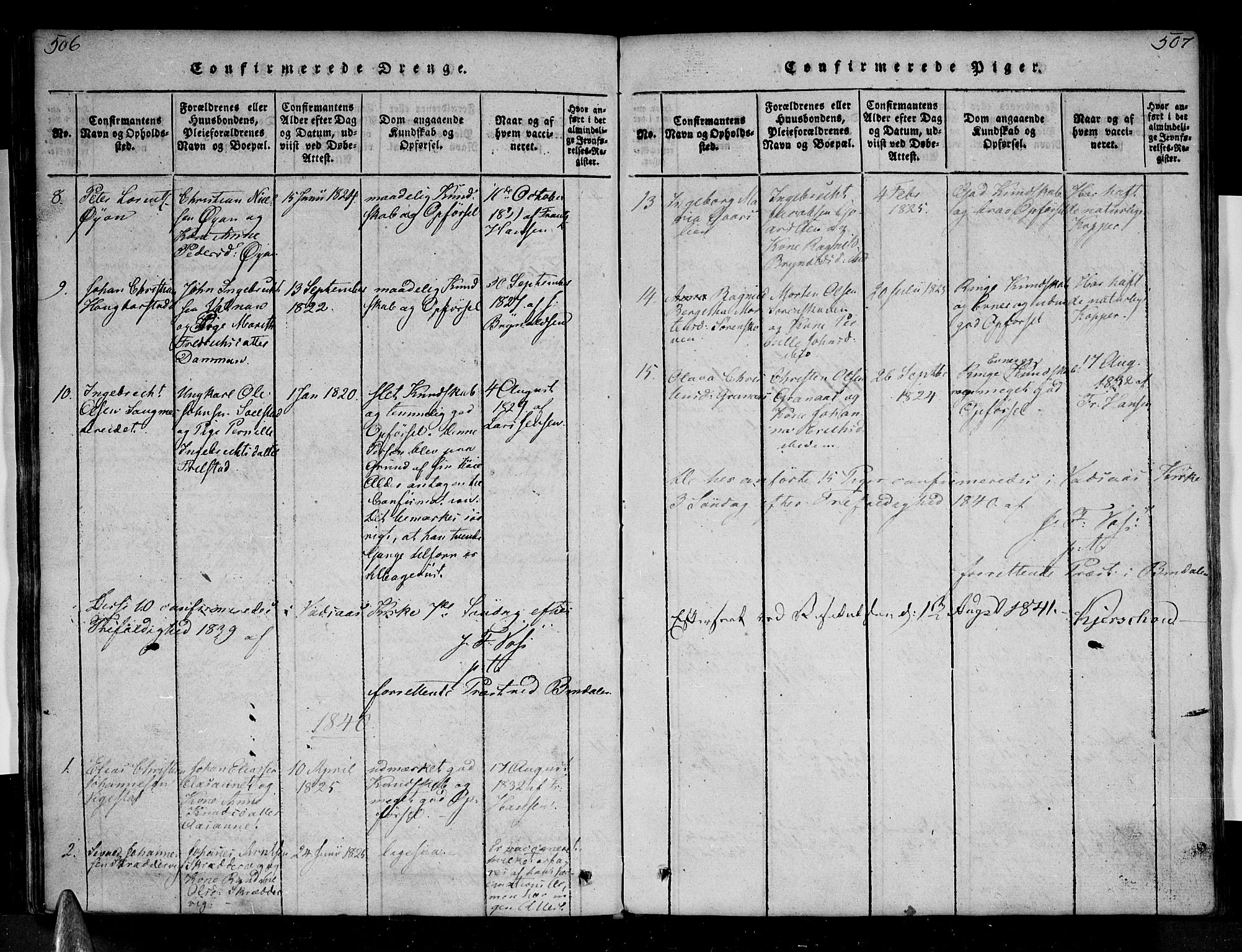 Ministerialprotokoller, klokkerbøker og fødselsregistre - Nordland, AV/SAT-A-1459/810/L0142: Parish register (official) no. 810A06 /1, 1819-1841, p. 506-507