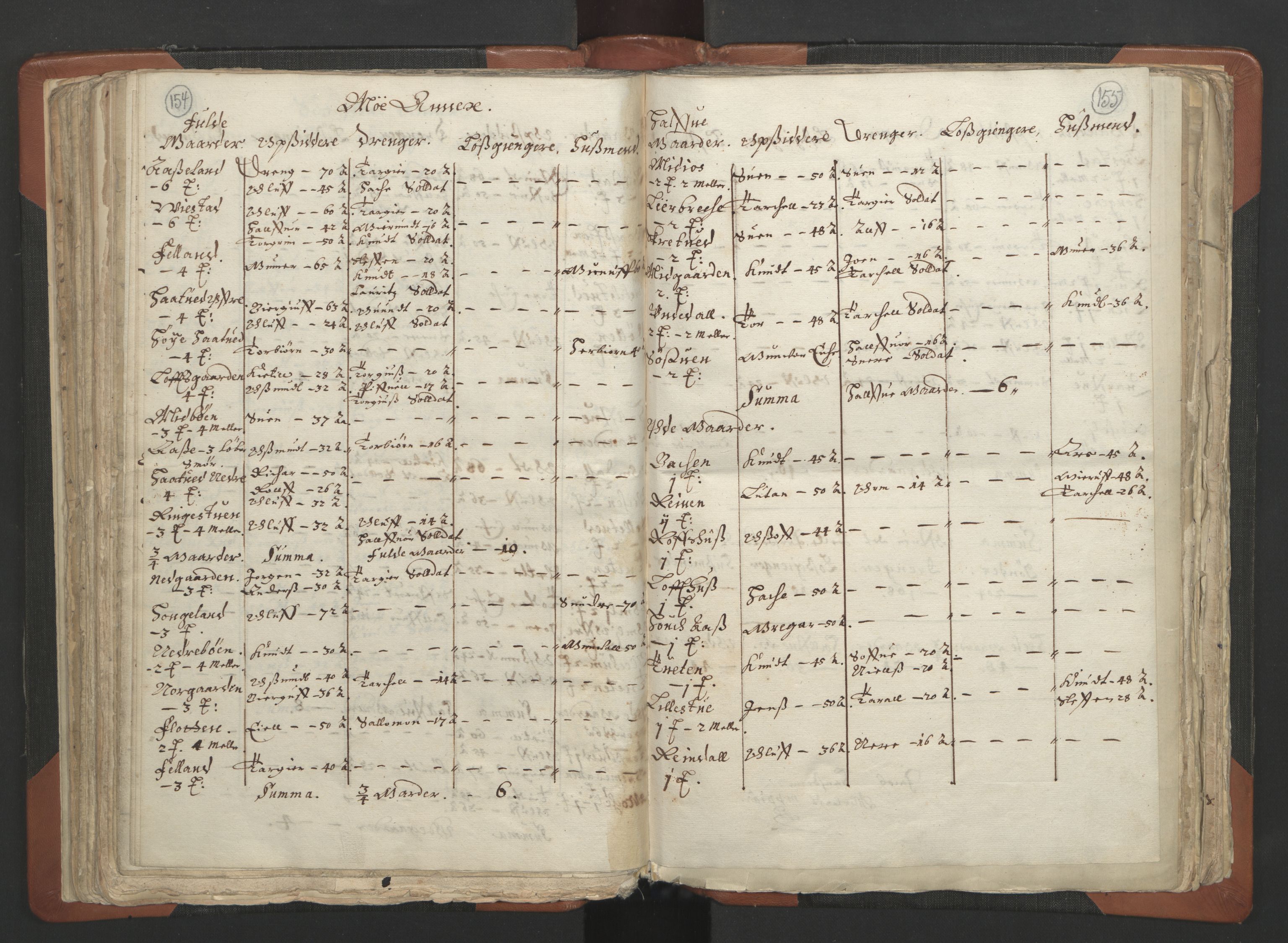 RA, Vicar's Census 1664-1666, no. 12: Øvre Telemark deanery, Nedre Telemark deanery and Bamble deanery, 1664-1666, p. 154-155