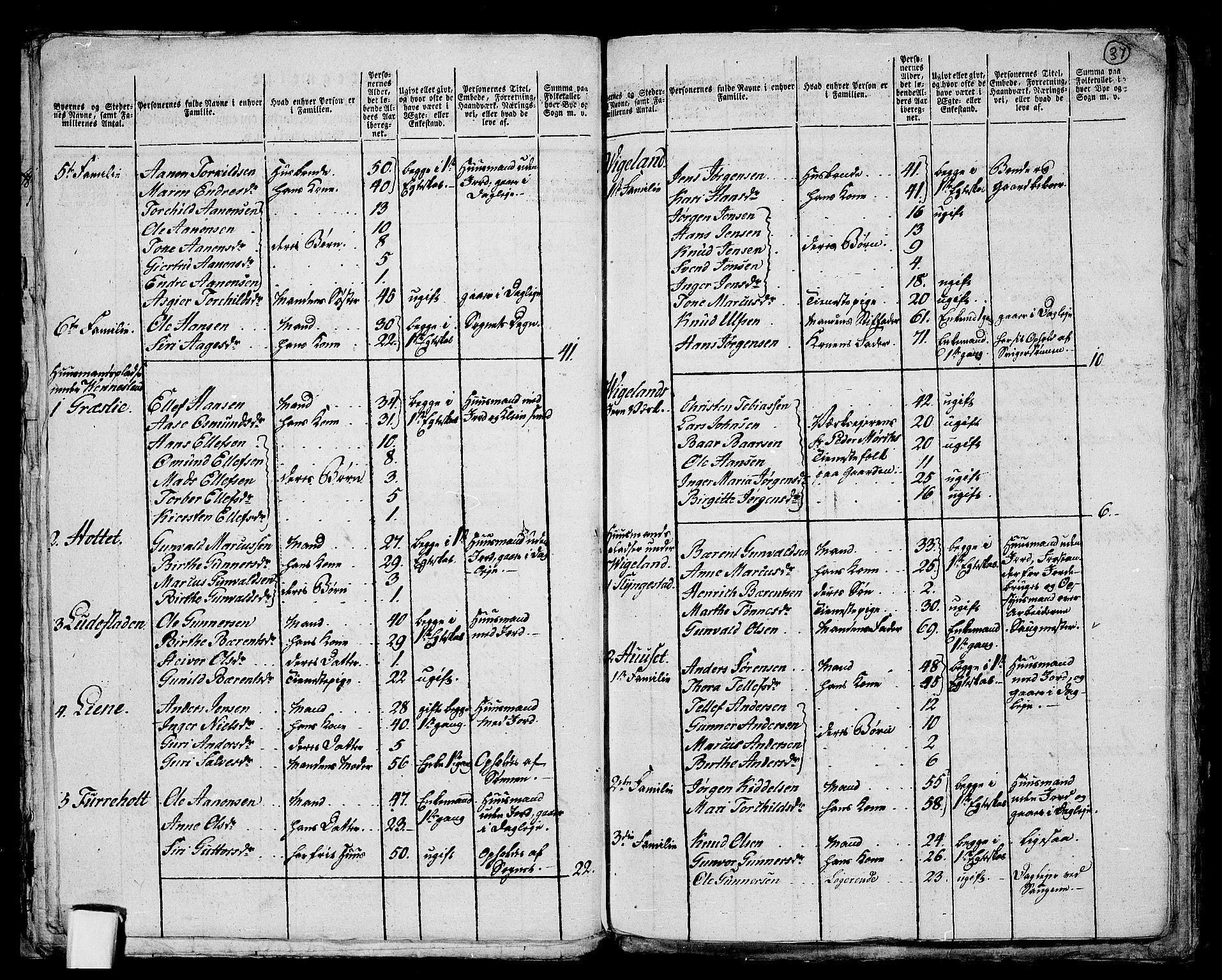 RA, 1801 census for 1012P Oddernes, 1801, p. 36b-37a