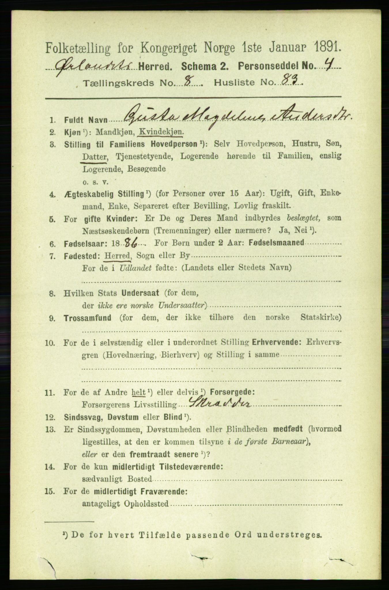 RA, 1891 census for 1621 Ørland, 1891, p. 3731