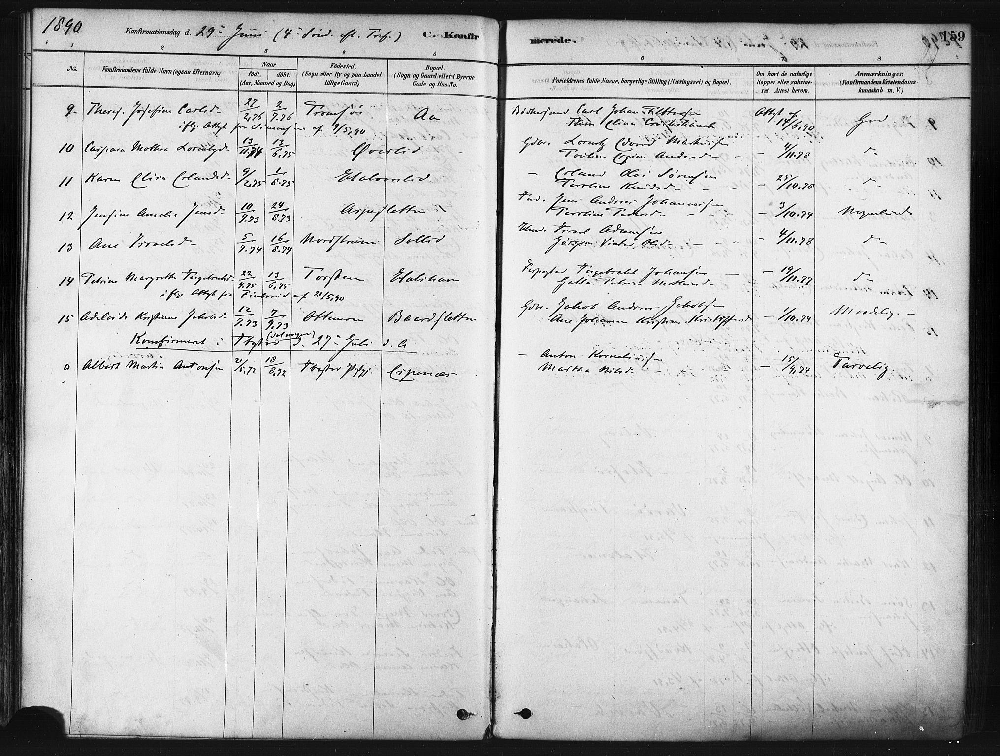 Tranøy sokneprestkontor, SATØ/S-1313/I/Ia/Iaa/L0009kirke: Parish register (official) no. 9, 1878-1904, p. 159