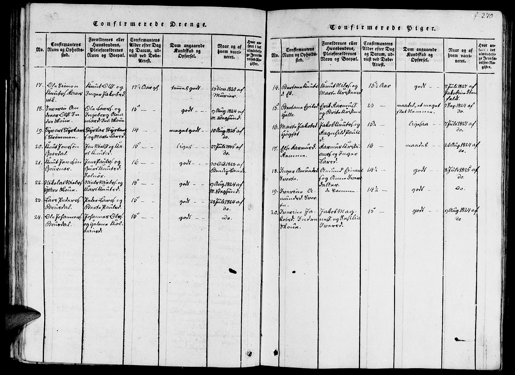 Ministerialprotokoller, klokkerbøker og fødselsregistre - Møre og Romsdal, AV/SAT-A-1454/524/L0351: Parish register (official) no. 524A03, 1816-1838, p. 270