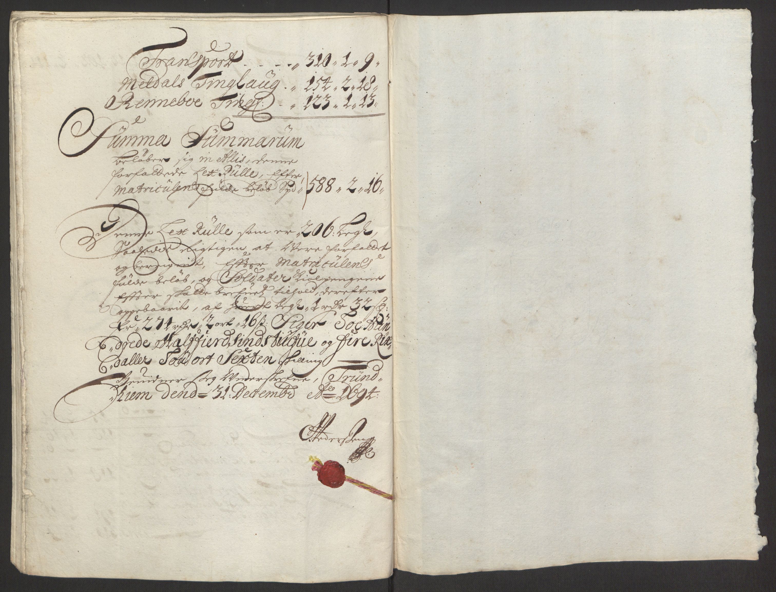 Rentekammeret inntil 1814, Reviderte regnskaper, Fogderegnskap, AV/RA-EA-4092/R60/L3944: Fogderegnskap Orkdal og Gauldal, 1694, p. 126