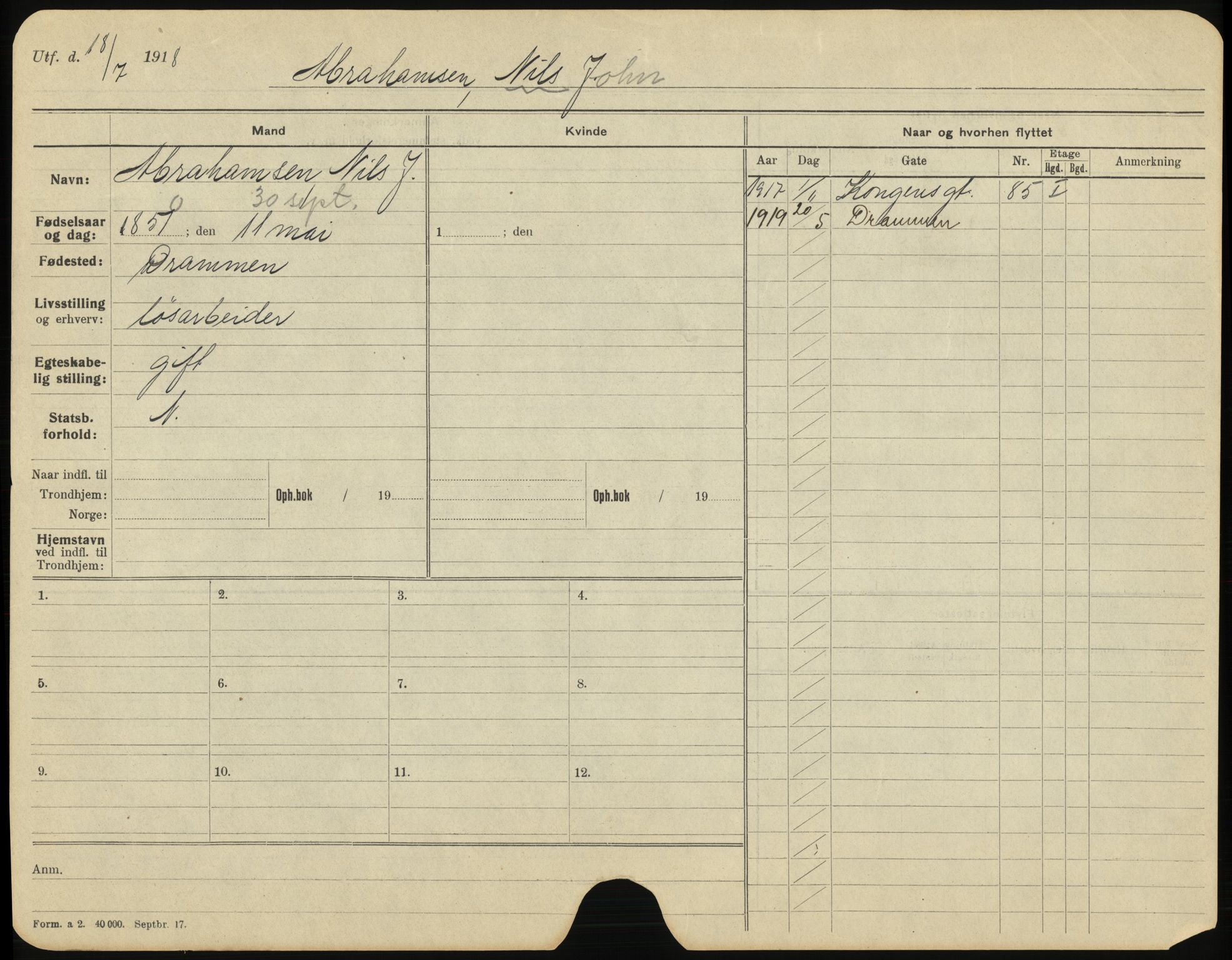 Trondheim folkeregister, AV/SAT-A-1608/1/F/Fb/L0005: Utflyttede A - H, 1919