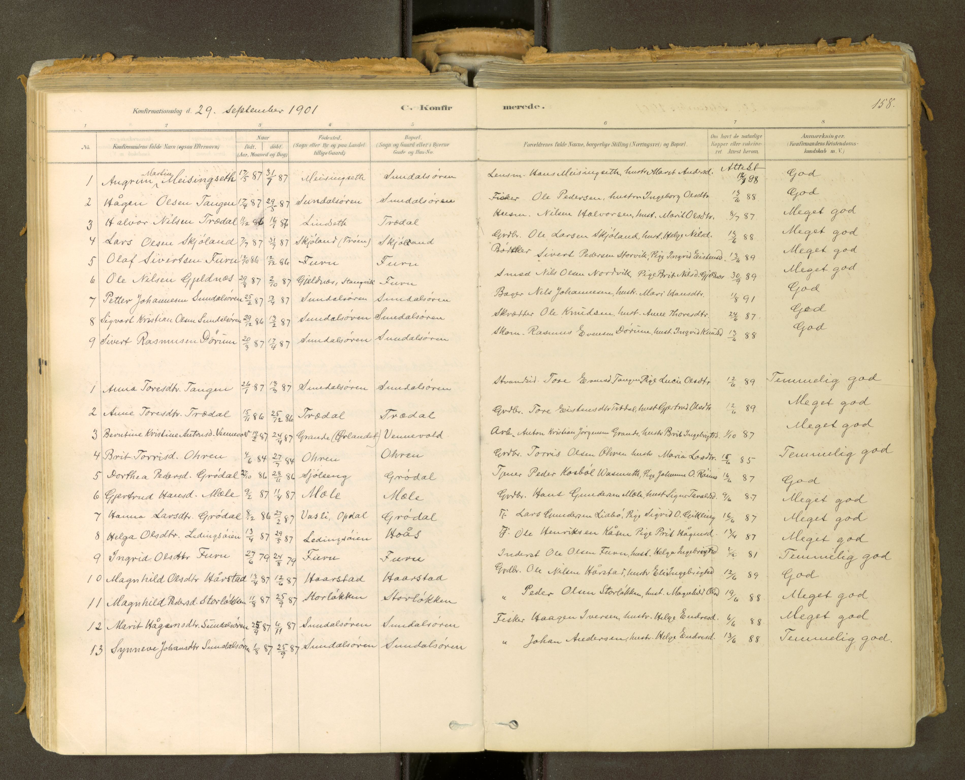 Sunndal sokneprestkontor, SAT/A-1085/1/I/I1/I1a: Parish register (official) no. 2, 1877-1914, p. 158