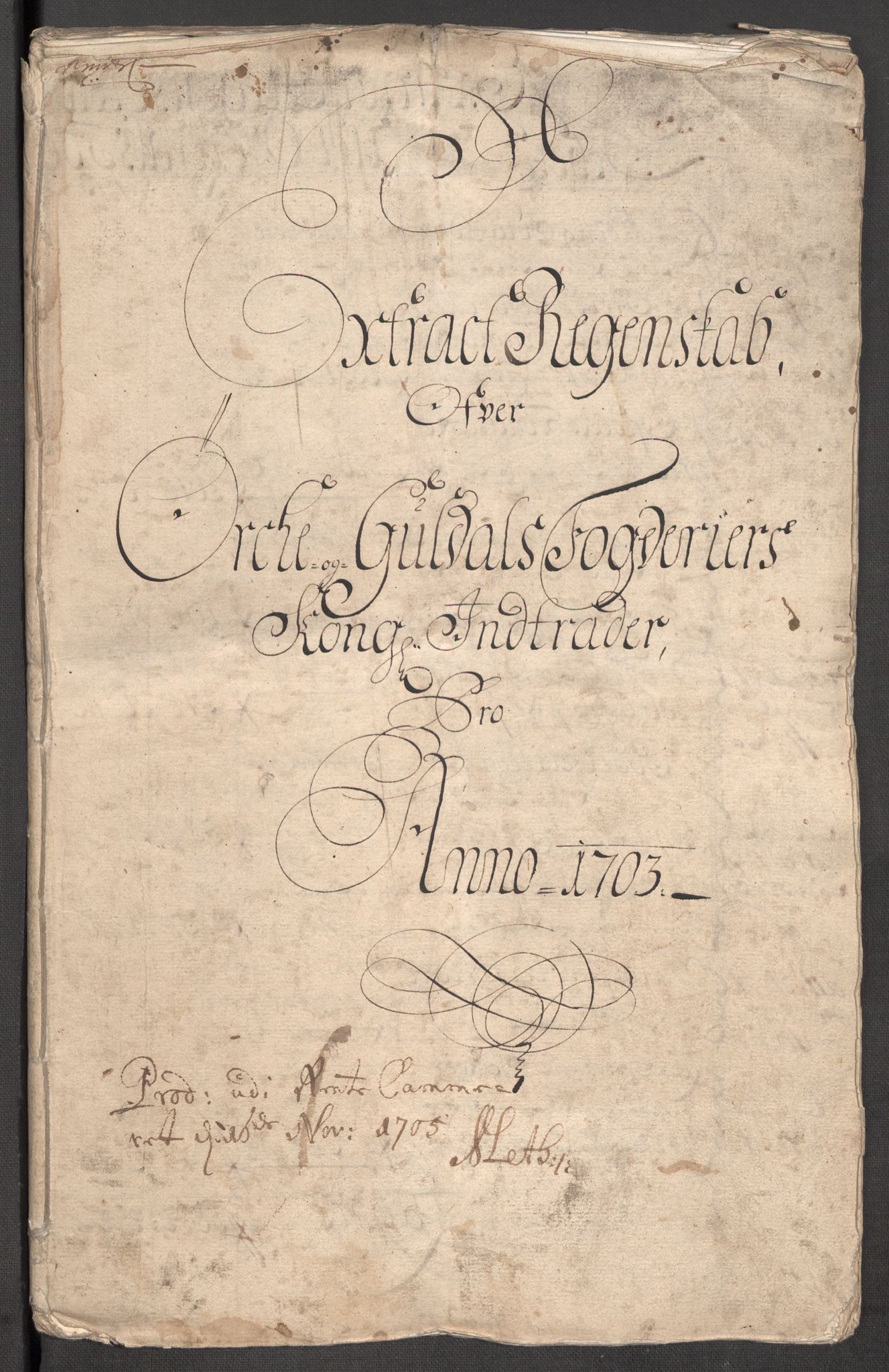 Rentekammeret inntil 1814, Reviderte regnskaper, Fogderegnskap, AV/RA-EA-4092/R60/L3953: Fogderegnskap Orkdal og Gauldal, 1703, p. 3