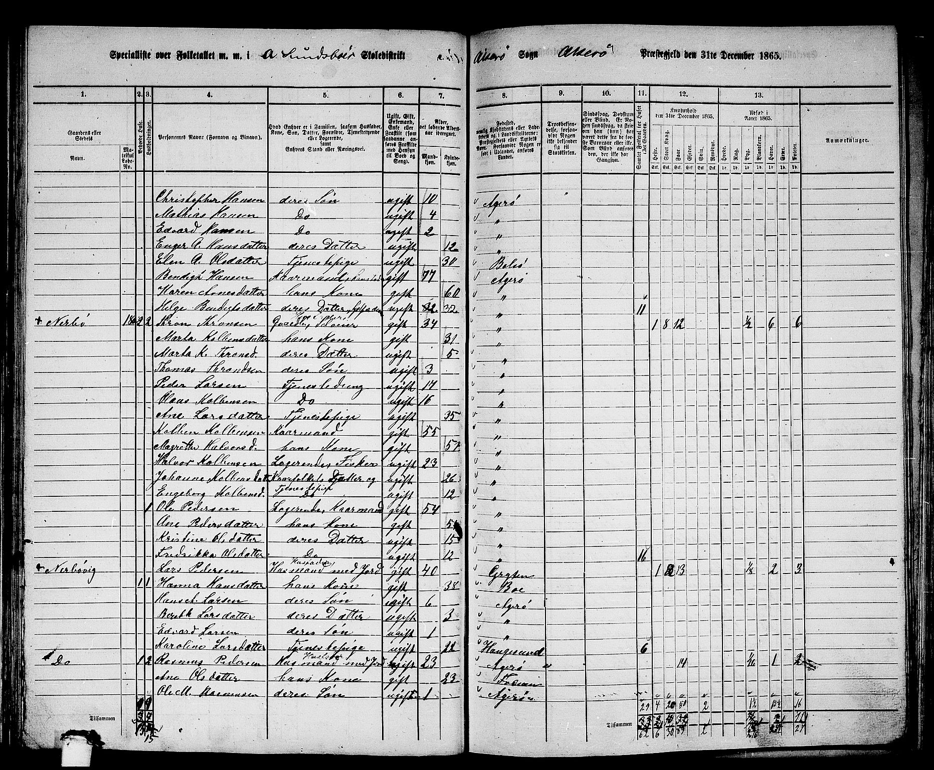 RA, 1865 census for Aukra, 1865, p. 97