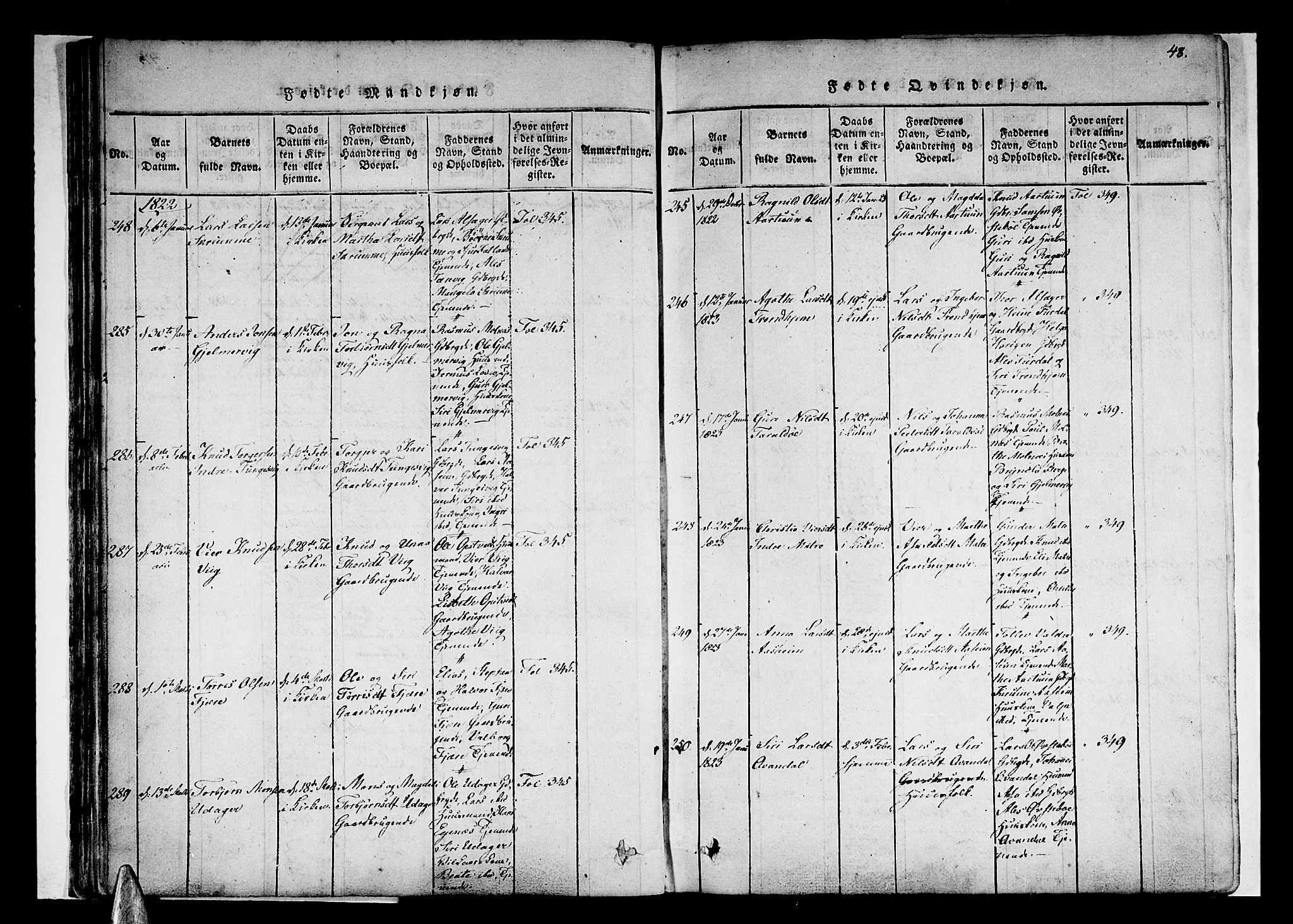 Skånevik sokneprestembete, AV/SAB-A-77801/H/Haa: Parish register (official) no. A 3, 1815-1828, p. 48