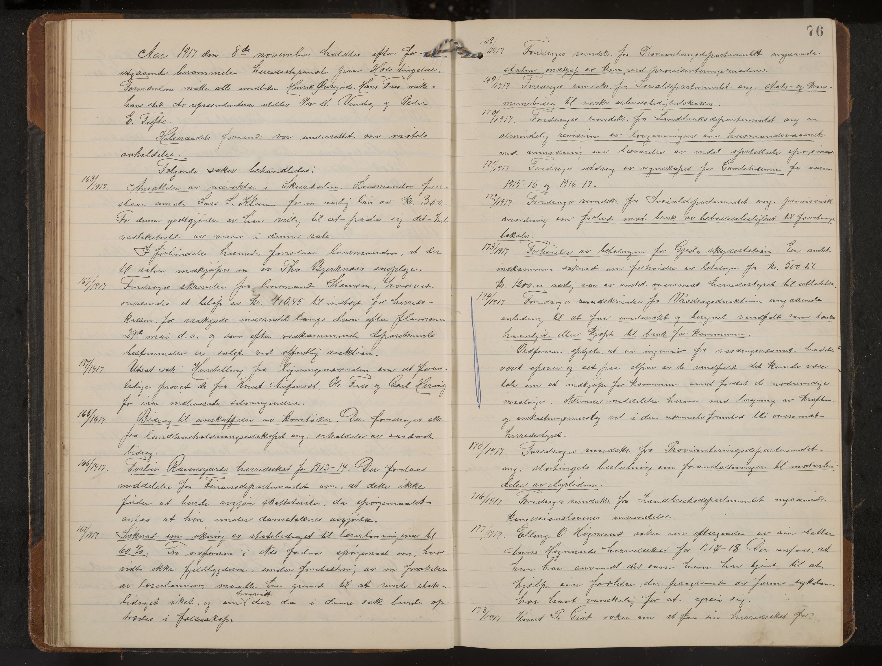 Hol formannskap og sentraladministrasjon, IKAK/0620021-1/A/L0006: Møtebok, 1916-1922, p. 76