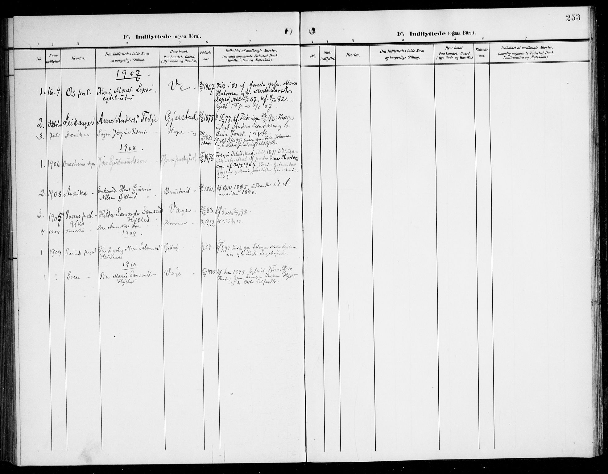 Tysnes sokneprestembete, SAB/A-78601/H/Haa: Parish register (official) no. B 2, 1907-1925, p. 253