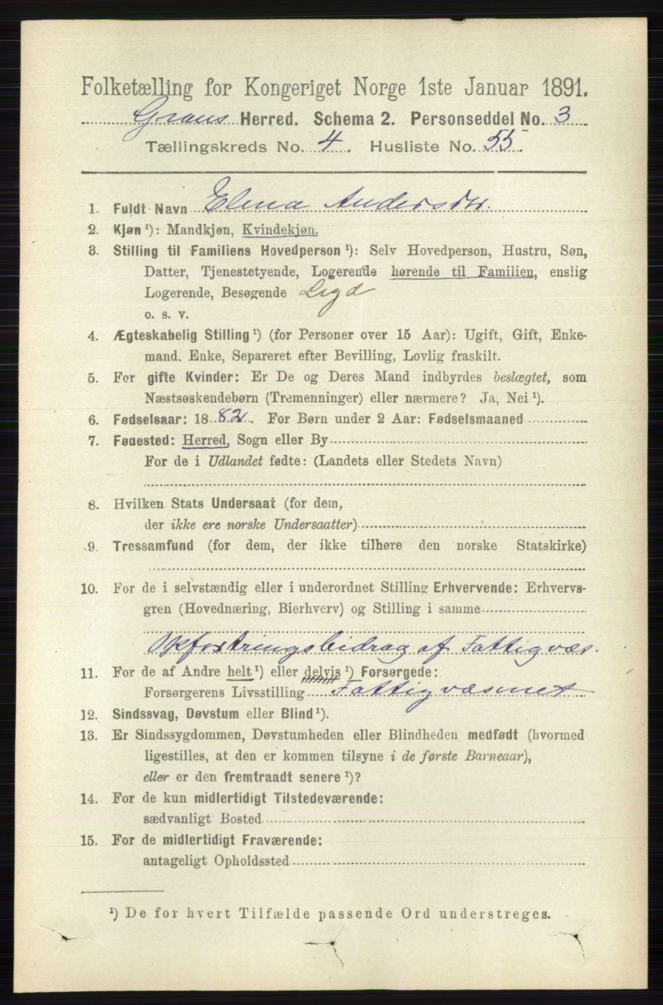 RA, 1891 census for 0534 Gran, 1891, p. 1503