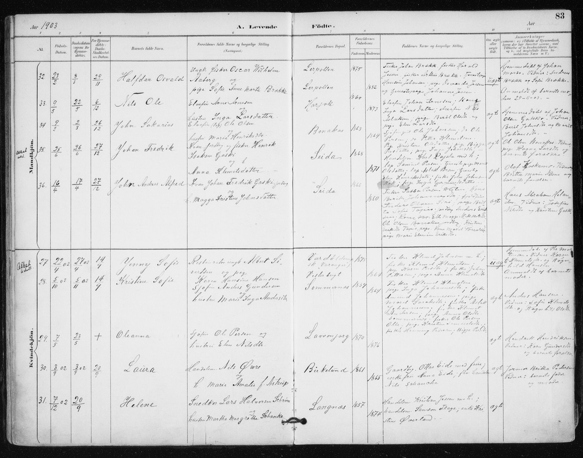Tana sokneprestkontor, SATØ/S-1334/H/Ha/L0005kirke: Parish register (official) no. 5, 1891-1903, p. 83