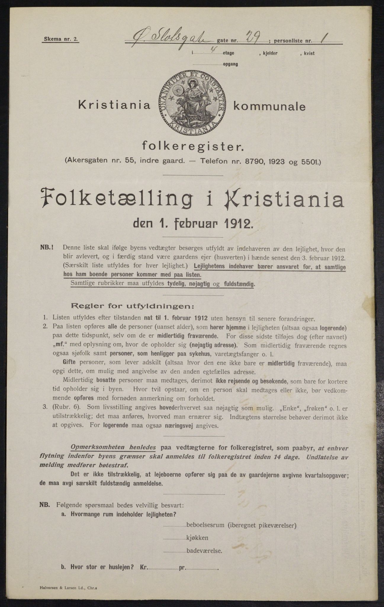 OBA, Municipal Census 1912 for Kristiania, 1912, p. 130012