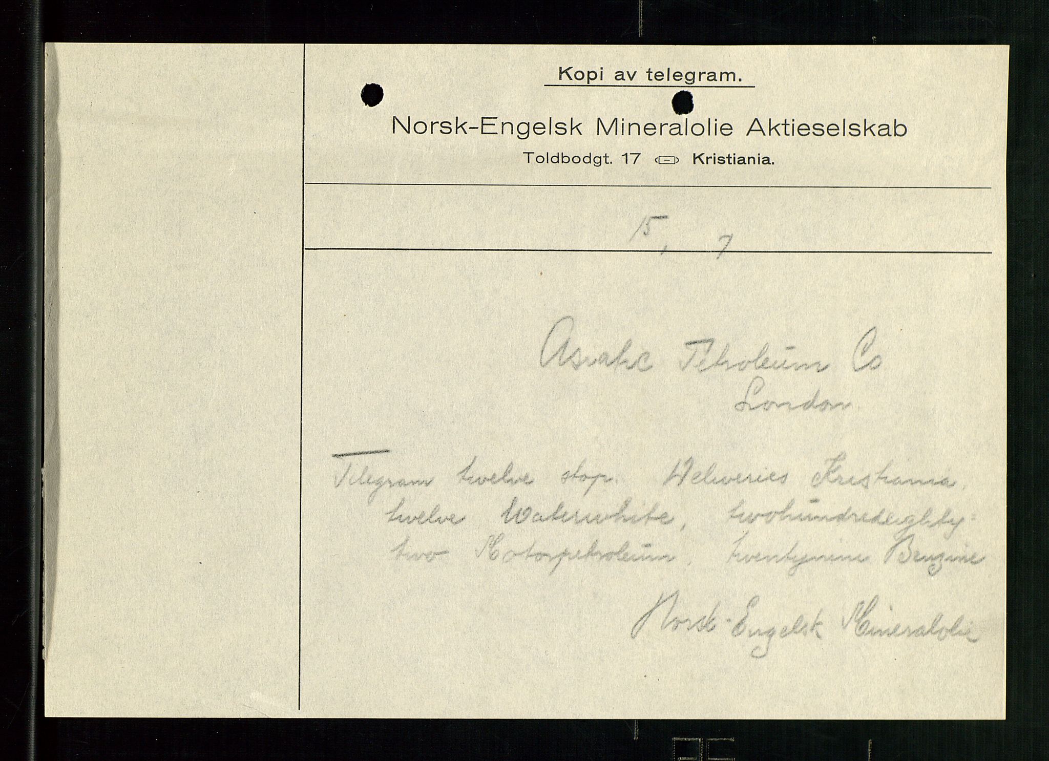 Pa 1521 - A/S Norske Shell, AV/SAST-A-101915/E/Ea/Eaa/L0001: Sjefskorrespondanse, 1917, p. 313