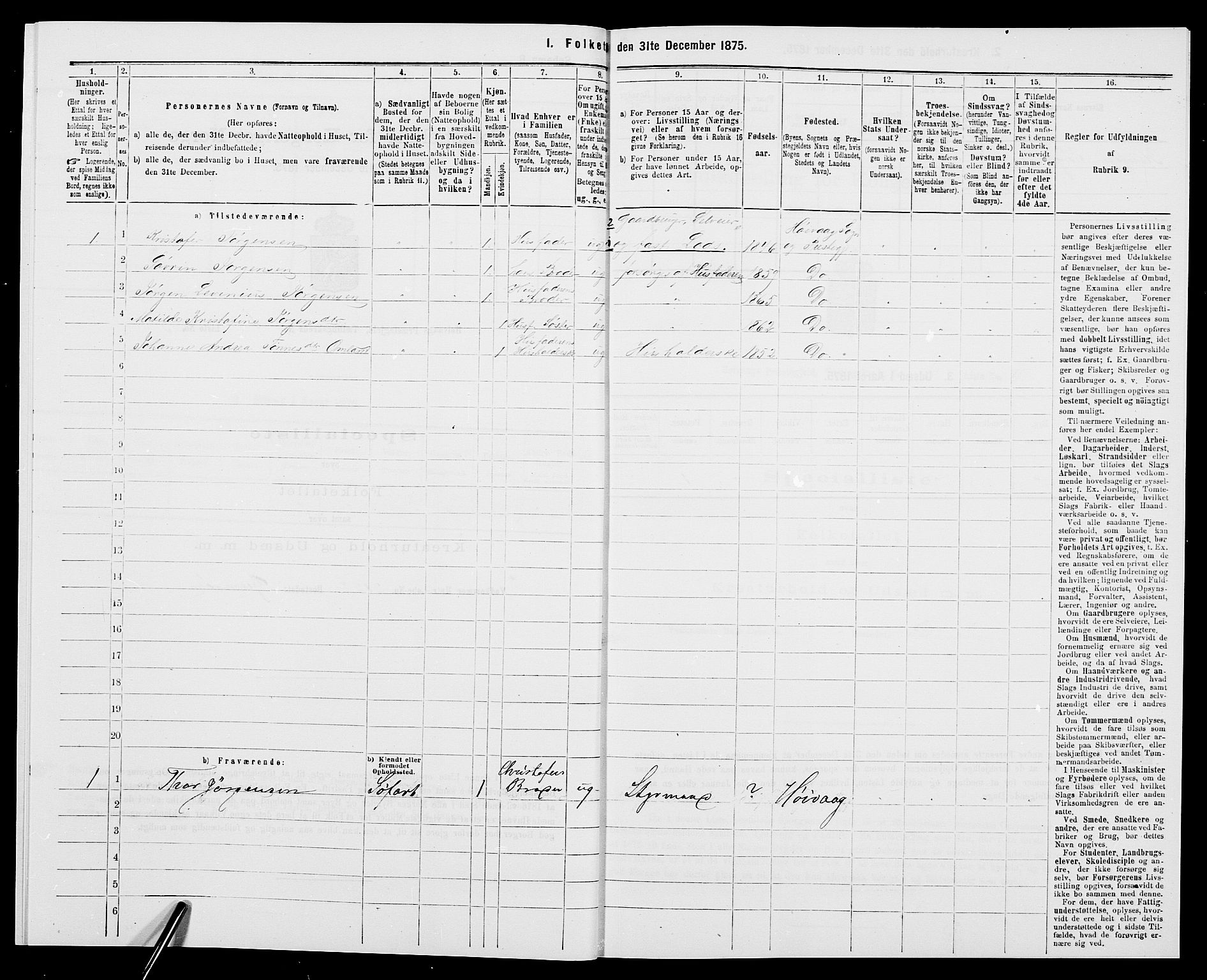 SAK, 1875 census for 0927P Høvåg, 1875, p. 674