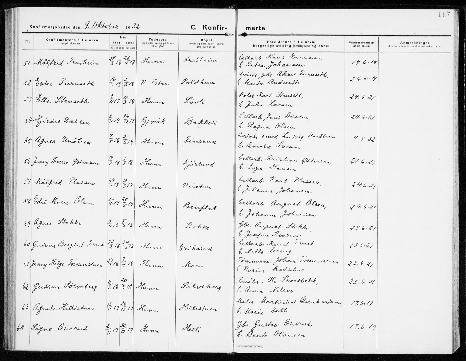 Vardal prestekontor, AV/SAH-PREST-100/H/Ha/Haa/L0018: Parish register (official) no. 18, 1930-1945, p. 117