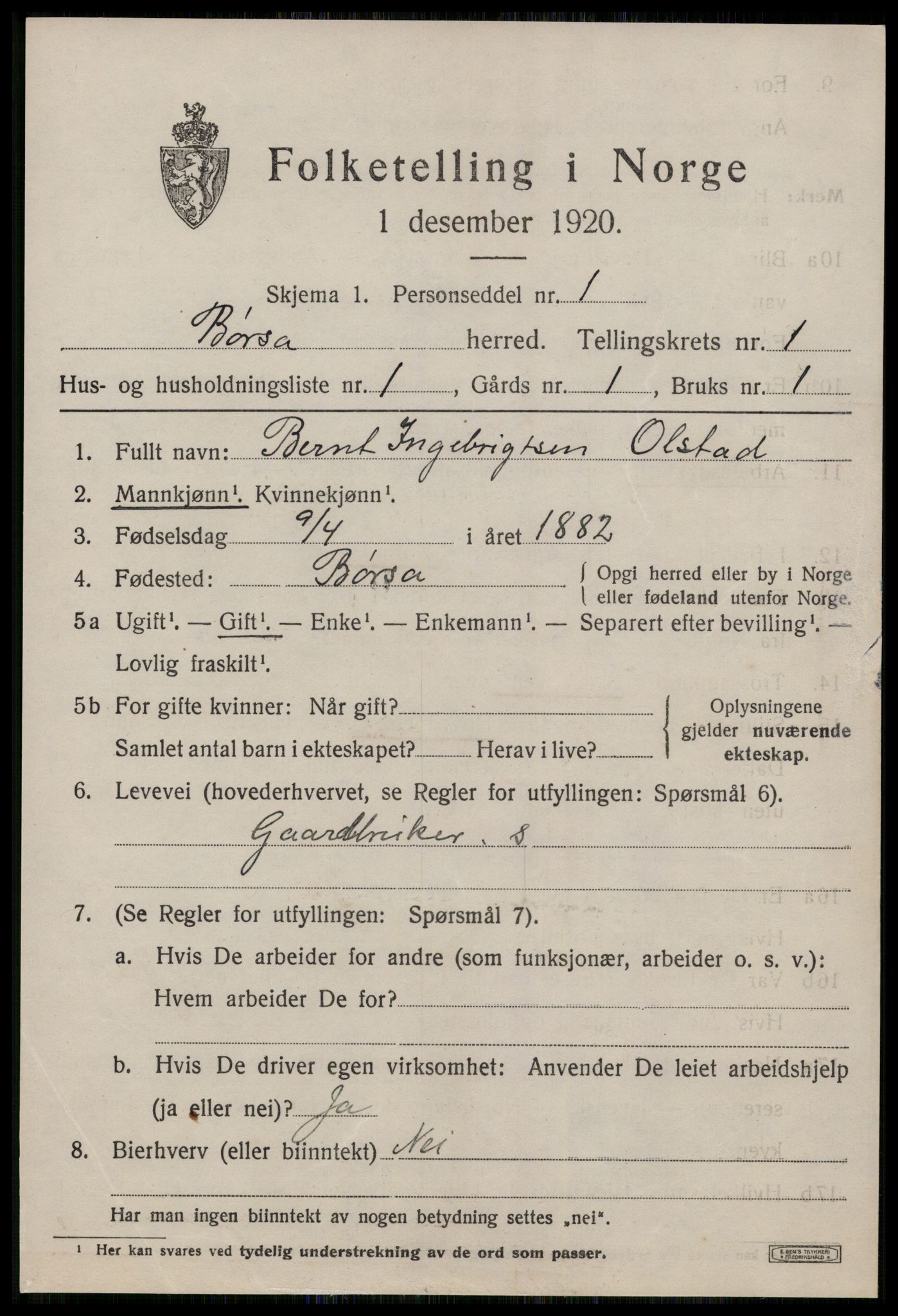 SAT, 1920 census for Børsa, 1920, p. 557