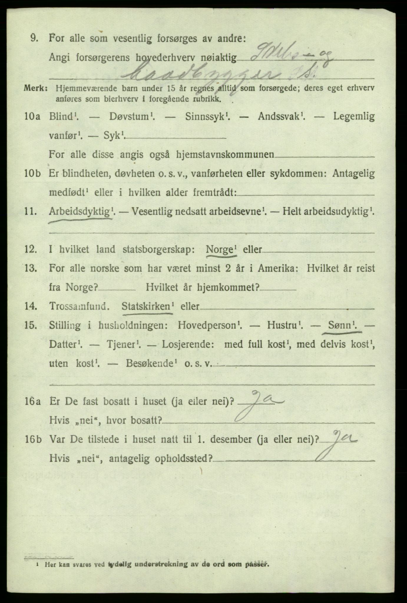 SAB, 1920 census for Jondal, 1920, p. 961